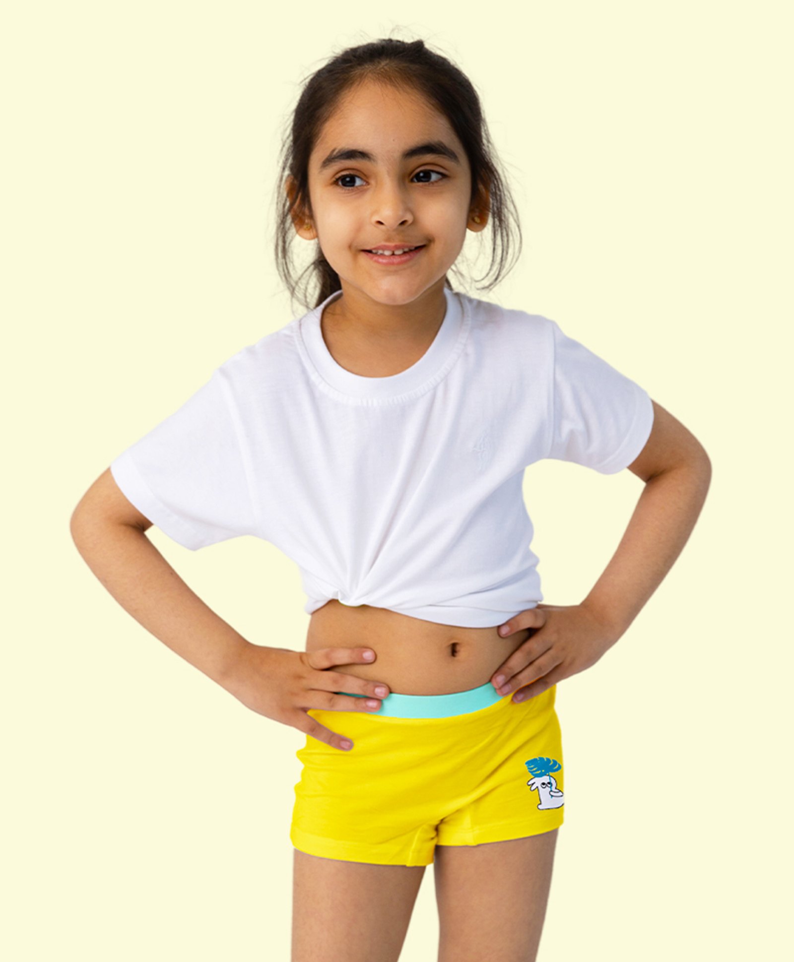 SuperBottoms Bamboo Knit Baby Bunny Designed Boy Shorts With Funky Tattoo - Yellow-image-12