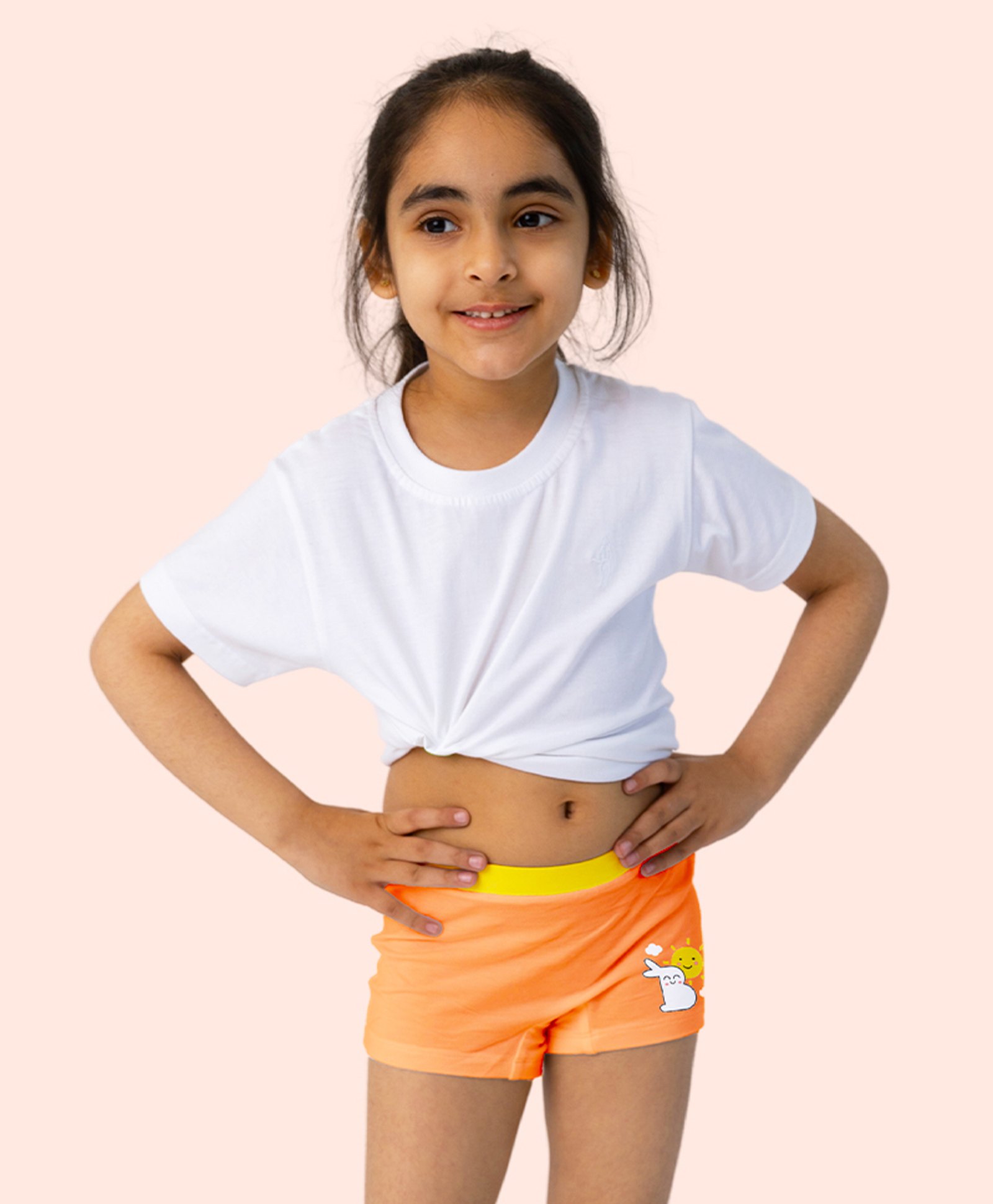 SuperBottoms Bamboo Knit Baby Bunny Designed Boy Shorts With Funky Tattoo - Orange-picture-16