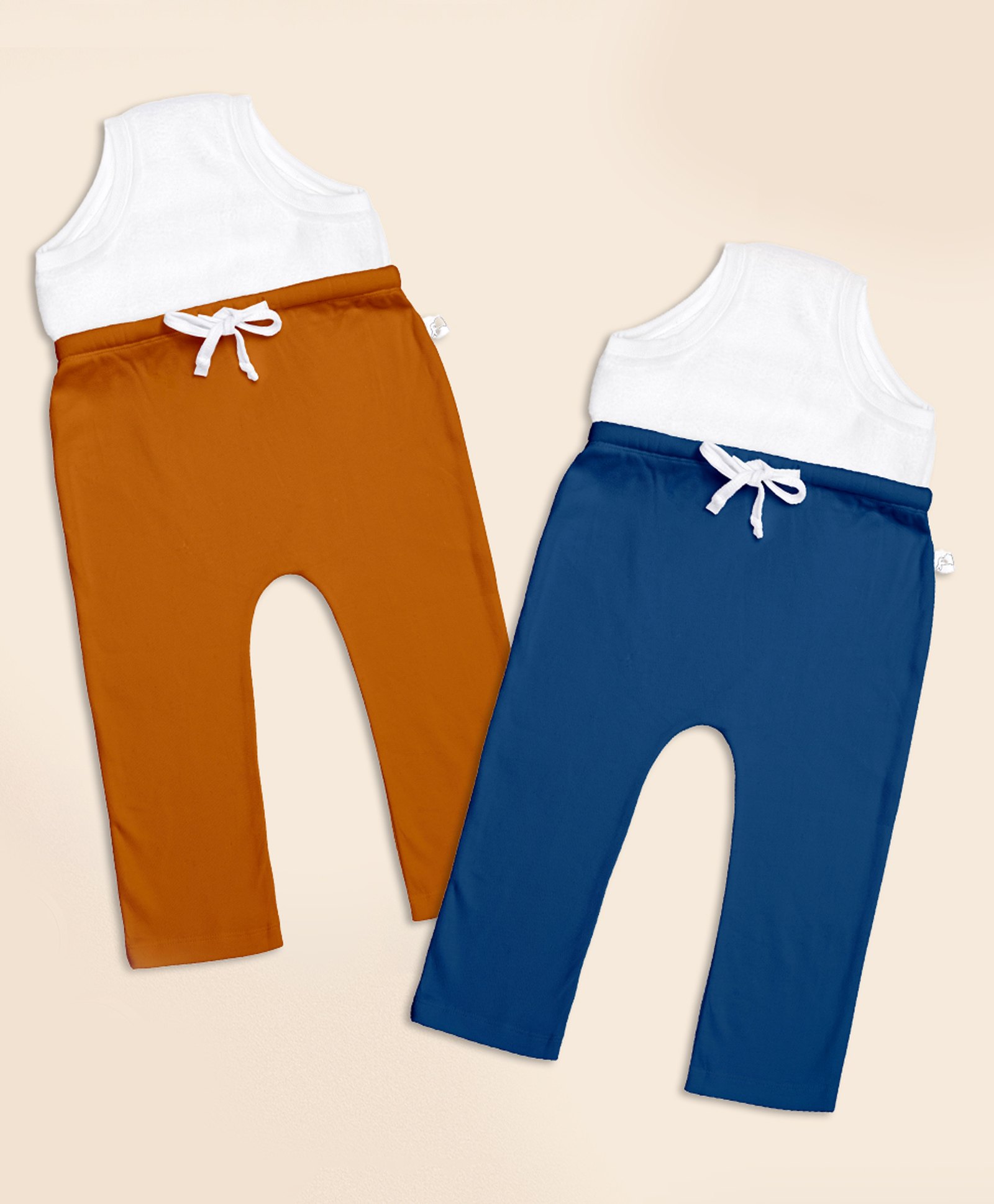 SuperBottoms Cotton Knit Pack Of 2 Solid Diaper Pants - Brown & Blue-picture-20