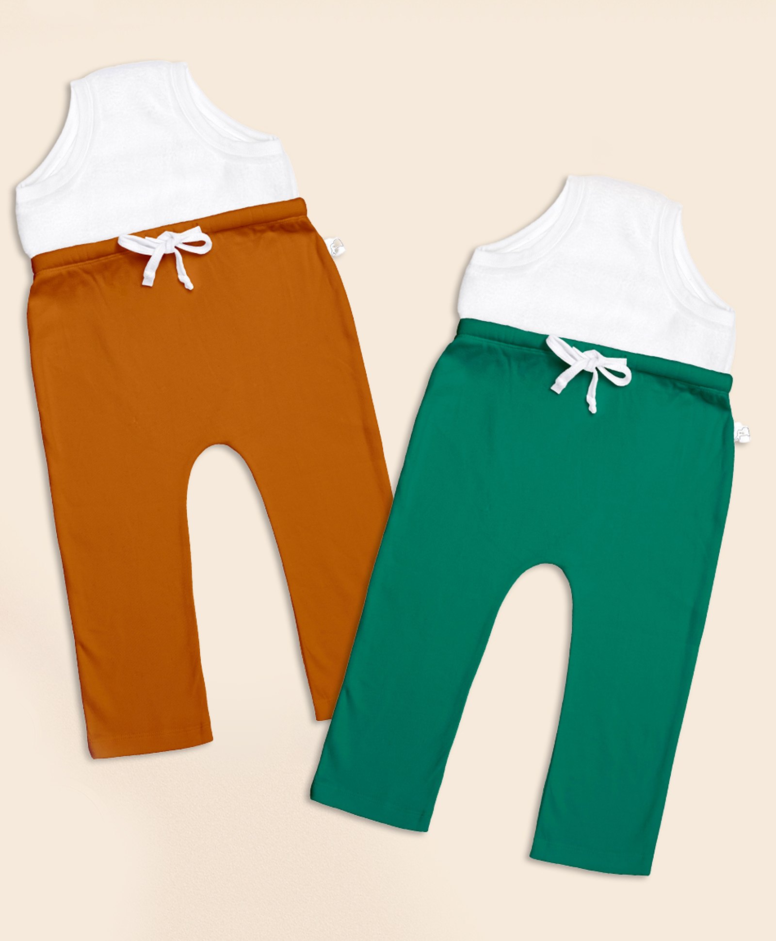 SuperBottoms Cotton Knit Pack Of 2 Solid Diaper Pants - Green & Brown-picture-21