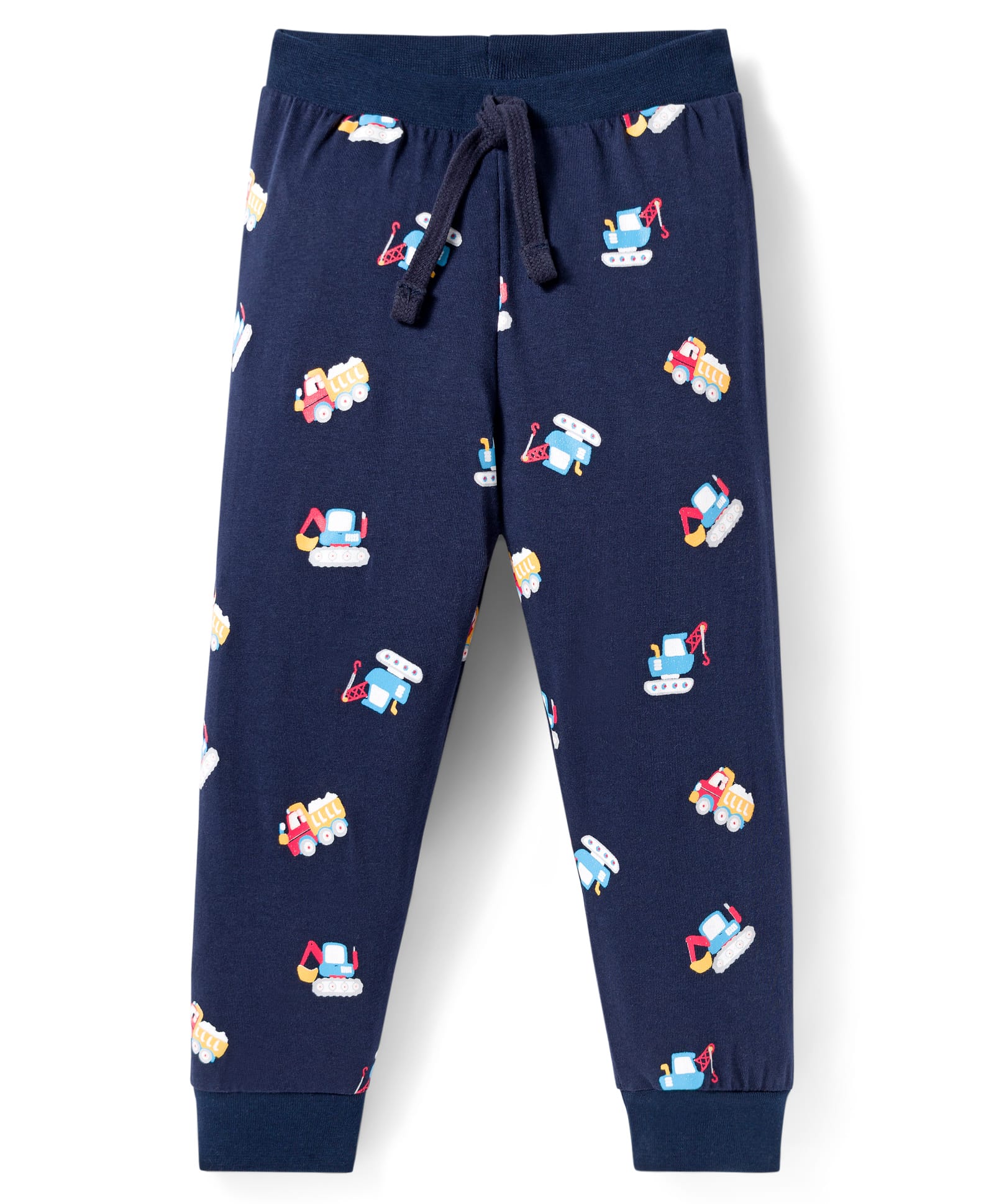 Babyhug Cotton Knit Full Length Lounge Pant With Vehicle Print - Navy Blue-picture-10