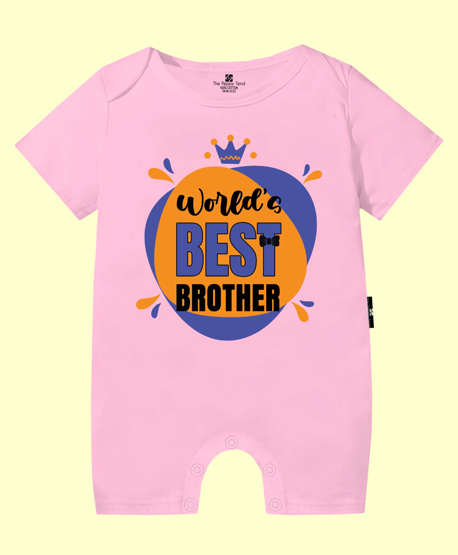 The Peppy Tend 100% Cotton Knit Rakshabandhan Theme Half Sleeves Worlds Best Brother Text Printed Romper - Pink-image-18