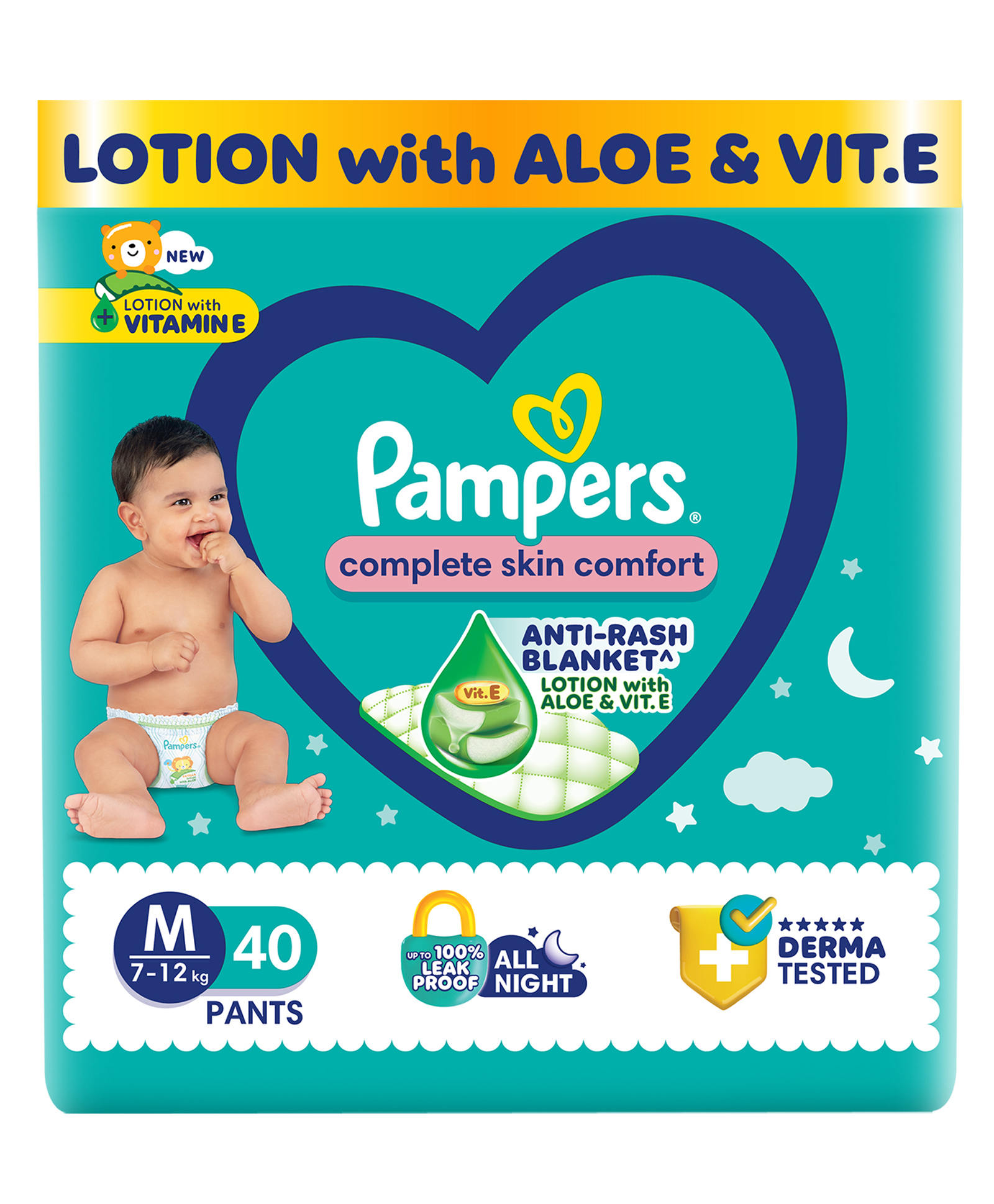 Pampers All Round Protection Pant Style Baby Diapers 7-12 kg | Anti Rash Blanket | Lotion with Aloe Vera Diapers Medium - 40 Pieces-picture-20