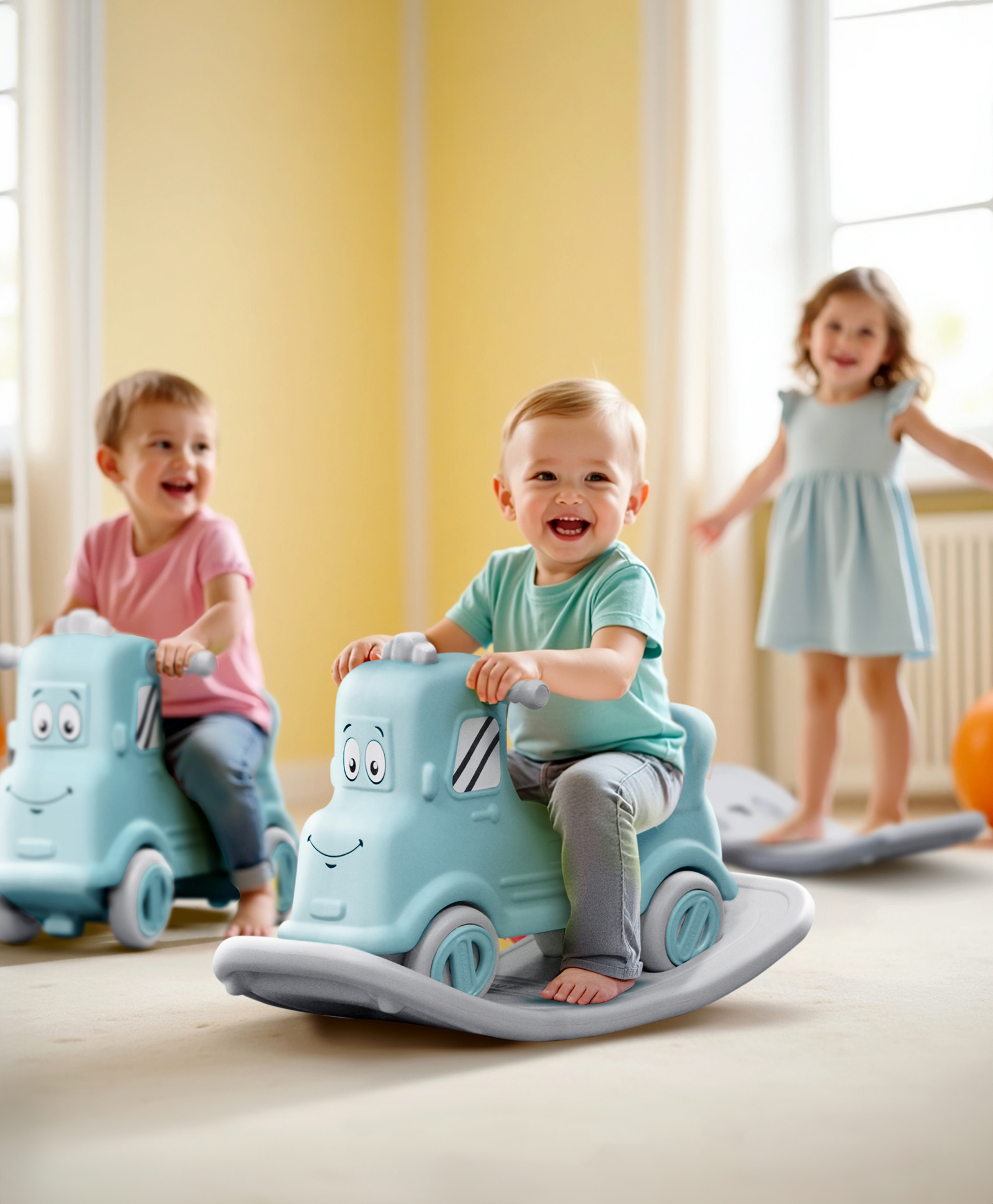 3 in 1 Baby Rocker & Ride on Toy Car for Kids - Blue| Manual Push Ride| Balancing Board| Anti Slip Handle| Rocking Chair for Toddlers| Indoor Outdoor Rocker for Babies 1-3 Years-image-13