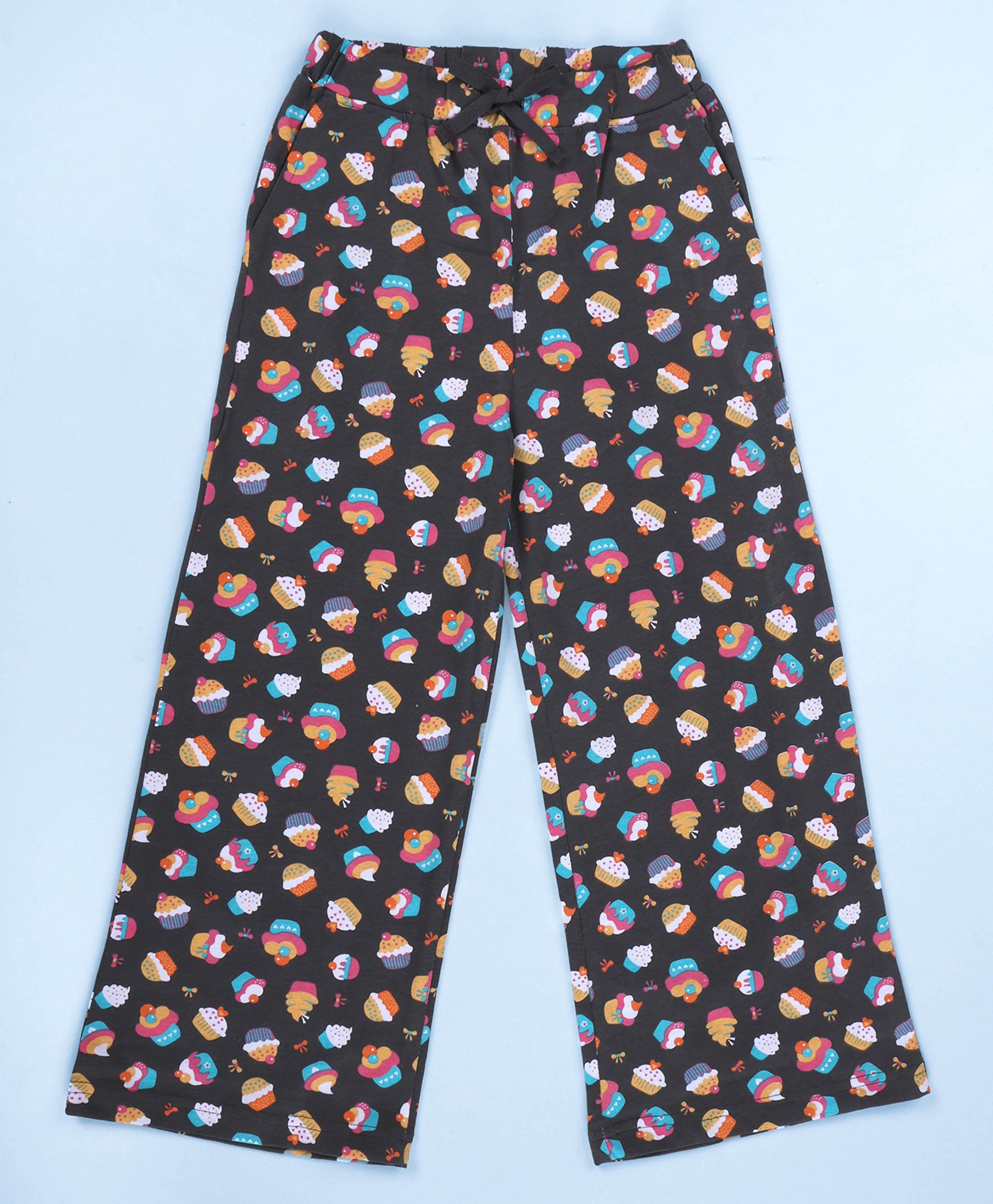 Kiddopanti Cotton Knit Cup Cakes Printed Pajama - Grey-image-29