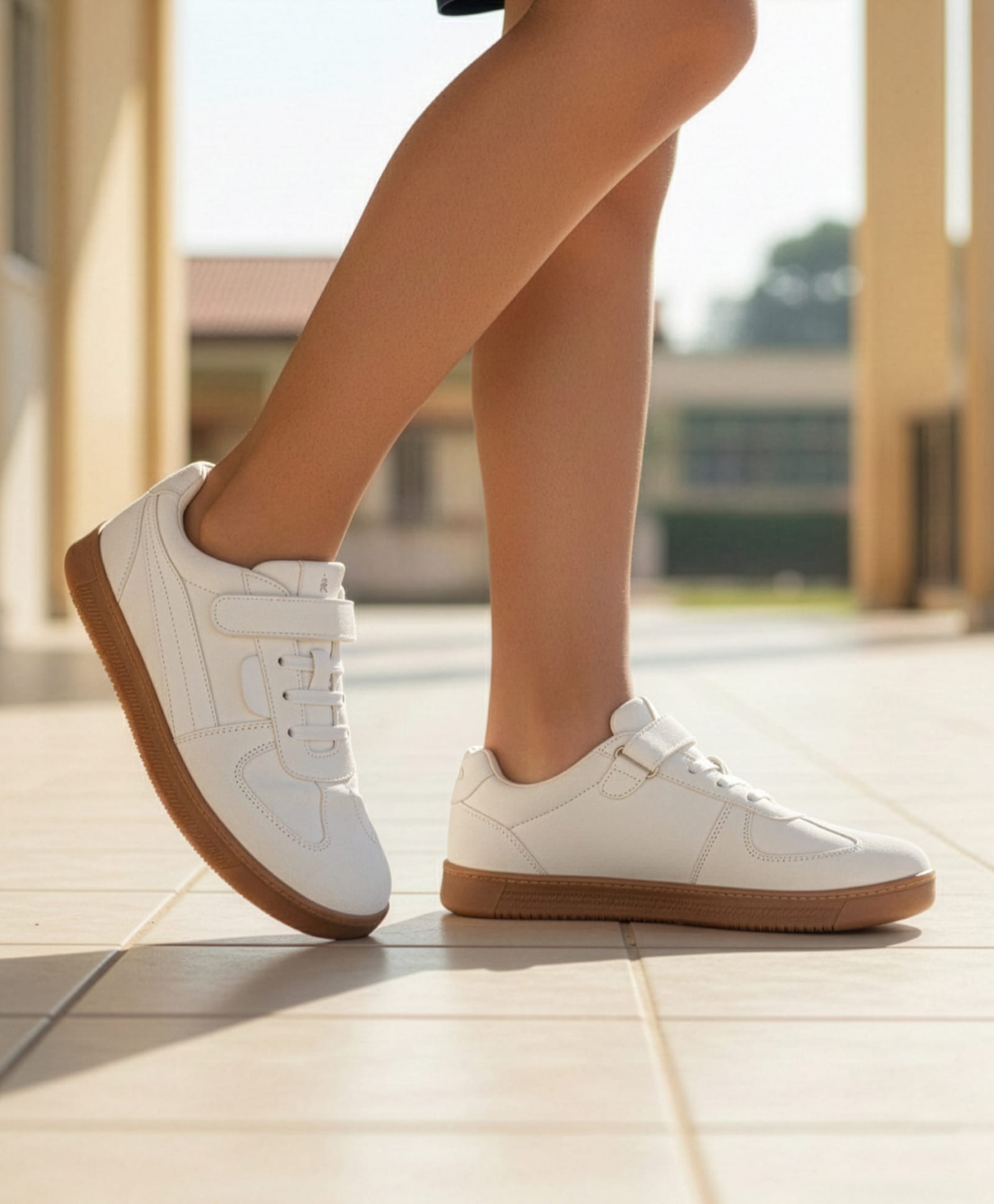 Pine Kids Velcro Closure Sneakers - Beige & Off White-image-5