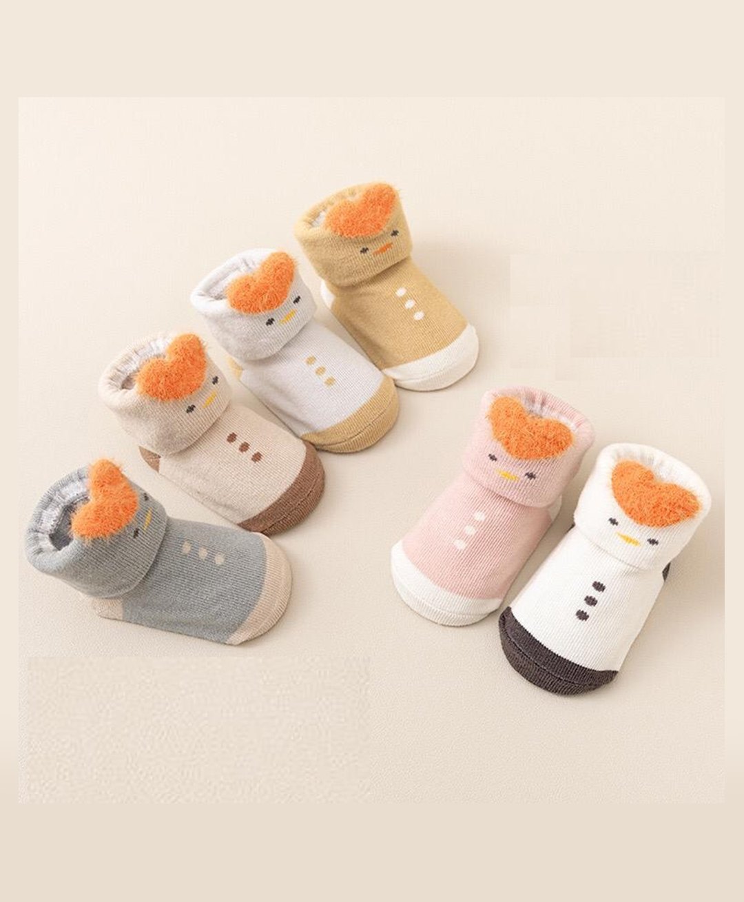 Kidofash Cotton Knit Pack Of 4 Baby Birds Designed Socks - Multi Colour-picture-48
