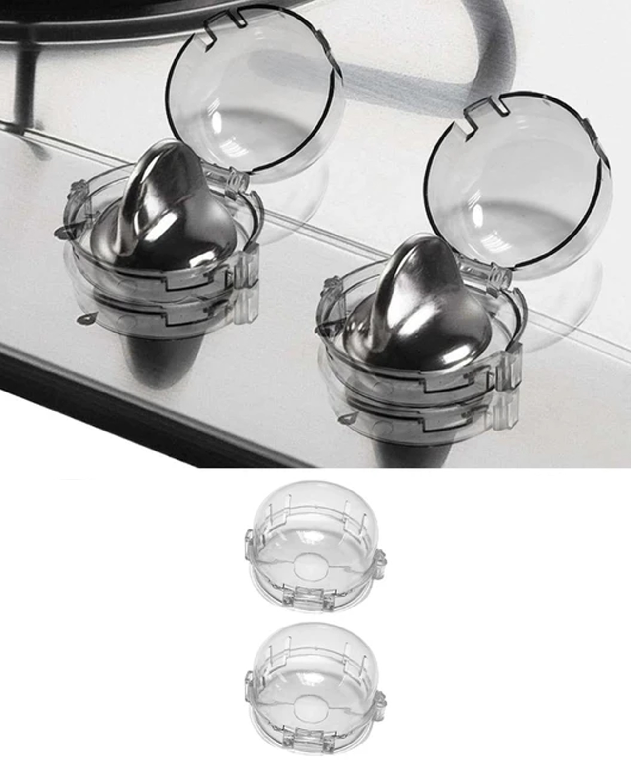 Safe-O-Kid Baby Proof Gas Stove Knob Covers Transparent, Heatproof, Easy Installation (Pack of 2)-image-18