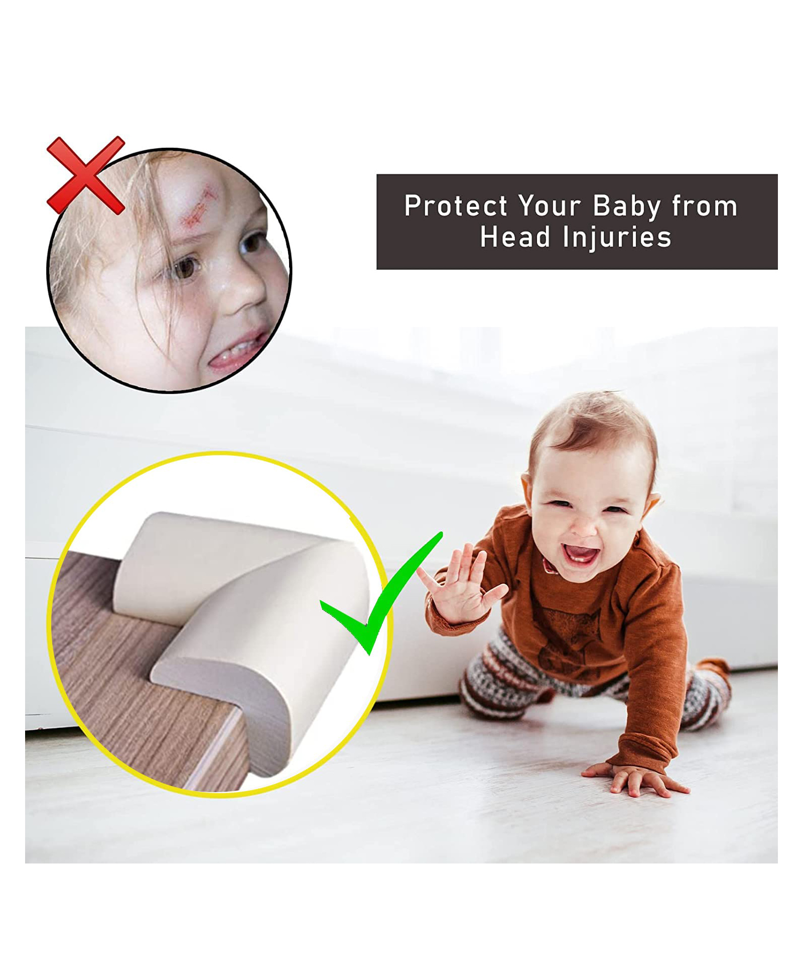 Safe-O-Kid - (Pack of 4) Extra Soft NBR Foam Safety Corner Guards with Strong 3 M Adhesive- Extra Safe, BPA Free, Non-Toxic and Elegant, Soft & Safe, Furniture Protectors - Grey-picture-24