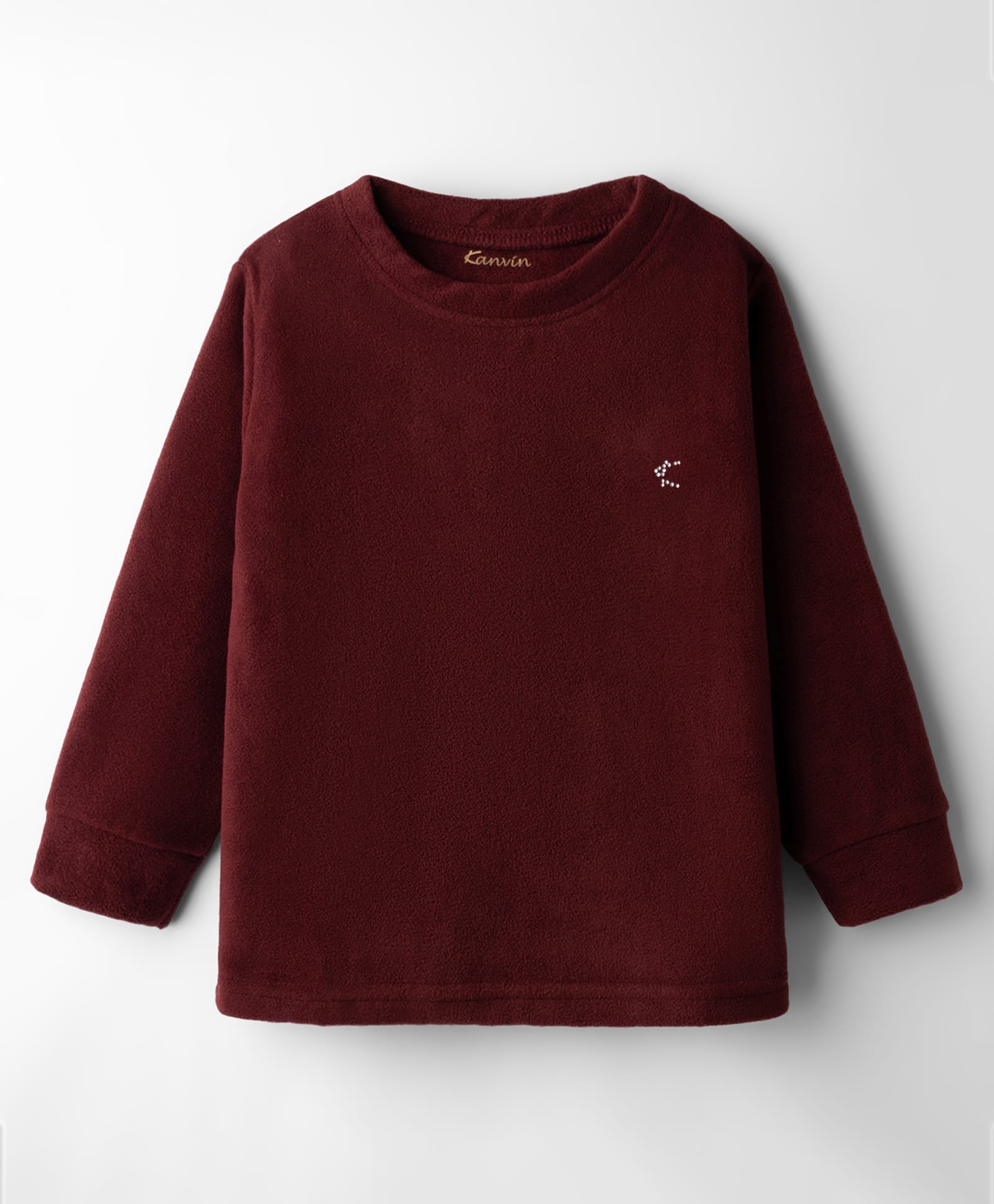 Kanvin Fleece Knit Full Sleeves Solid Color Sweatshirt - Maroon-picture-19