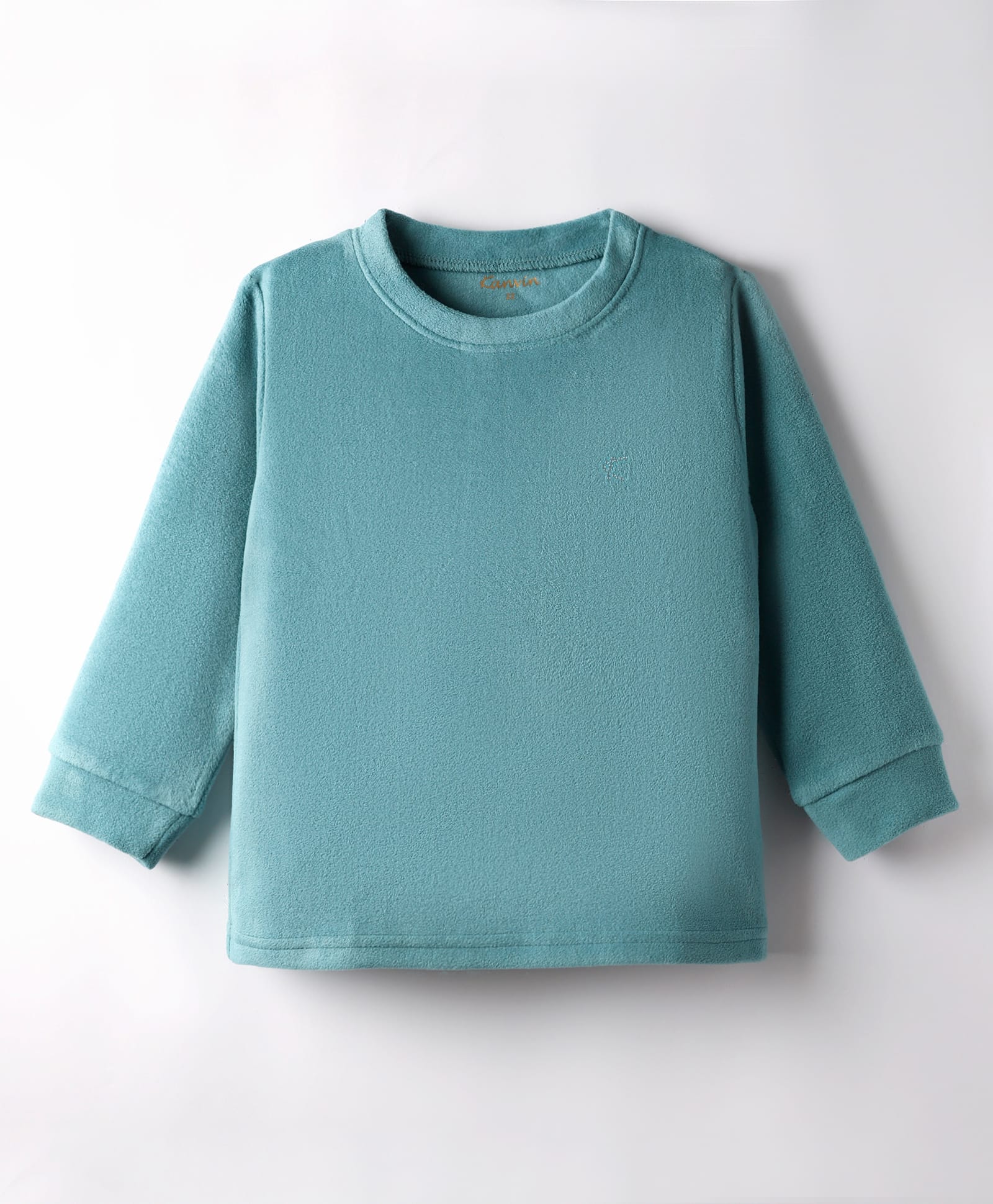 Kanvin Full Sleeves Solid Color Antipilling Polar Fleece Knitted Sweatshirt - Teal Blue-picture-12