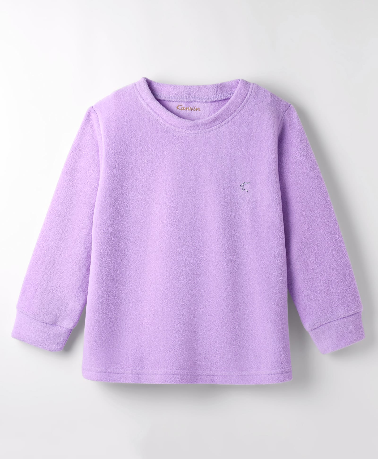 Kanvin Full Sleeves Solid Color Antipilling Polar Fleece Knitted Sweatshirt - Violet-image-11
