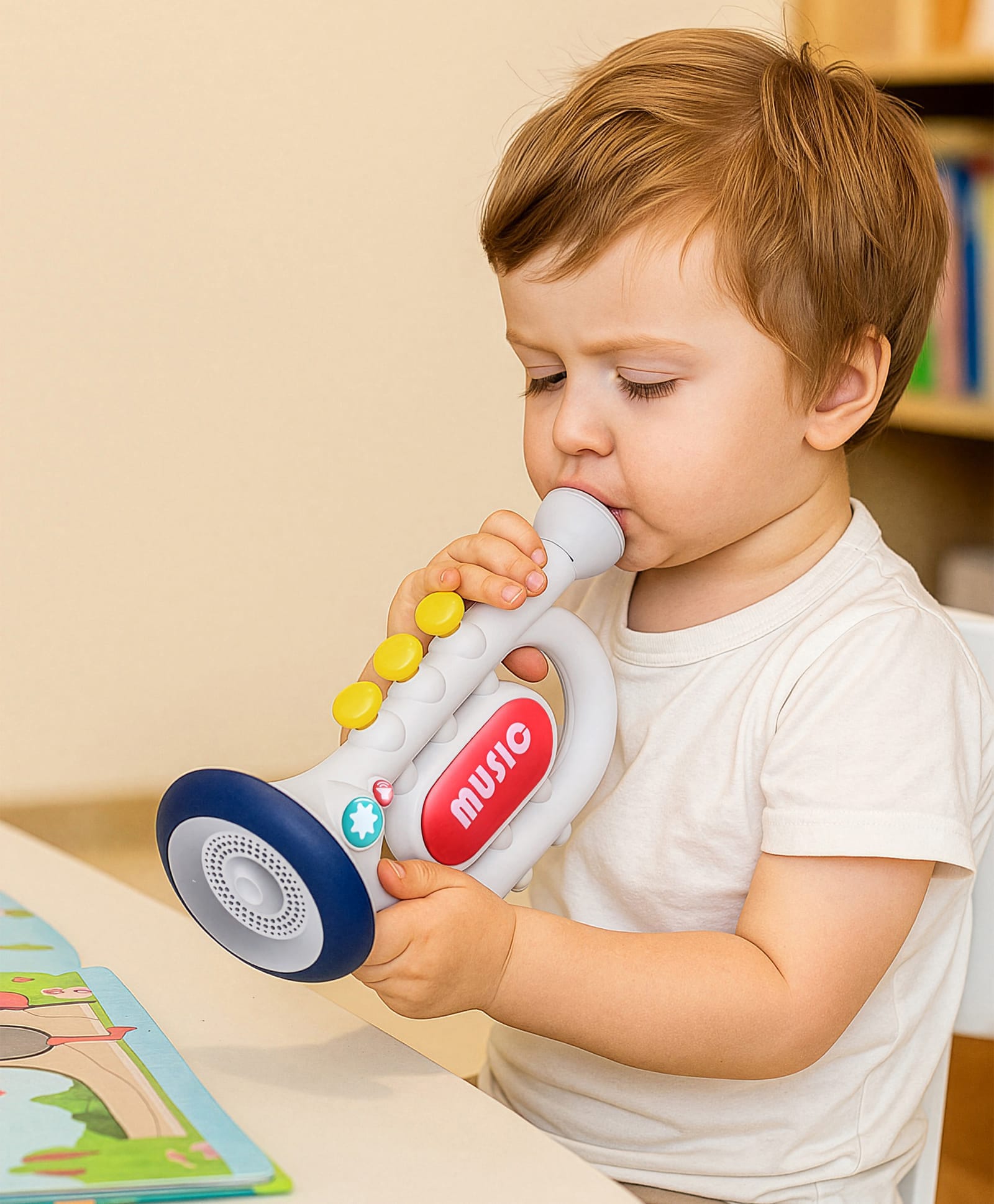 Babyhug Musical Trumpet with Light|Battery Operated Multi-Functional Toy | Birthday Gift|BIS Certified| Flashing Lights| Interactive Play