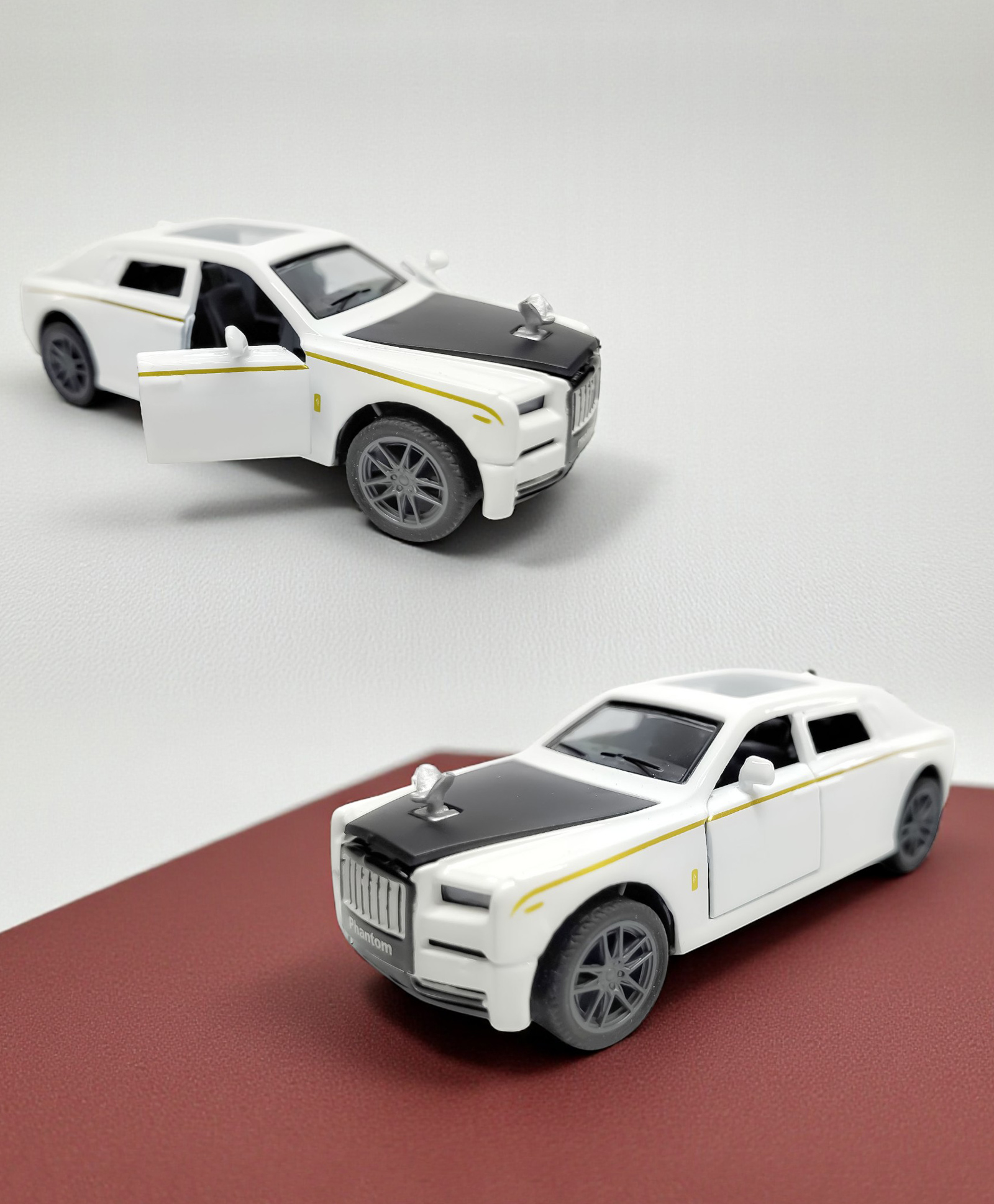The Flyers Bay 1:32 Scale DieCast Metal Pull-Back Action Openable Doors, Lights and Music Rolls-Royce Phantom Premium Car Toy for Kids Realistic Miniature Model Gift 2+yrs Girls Boys Available (White)-image-40