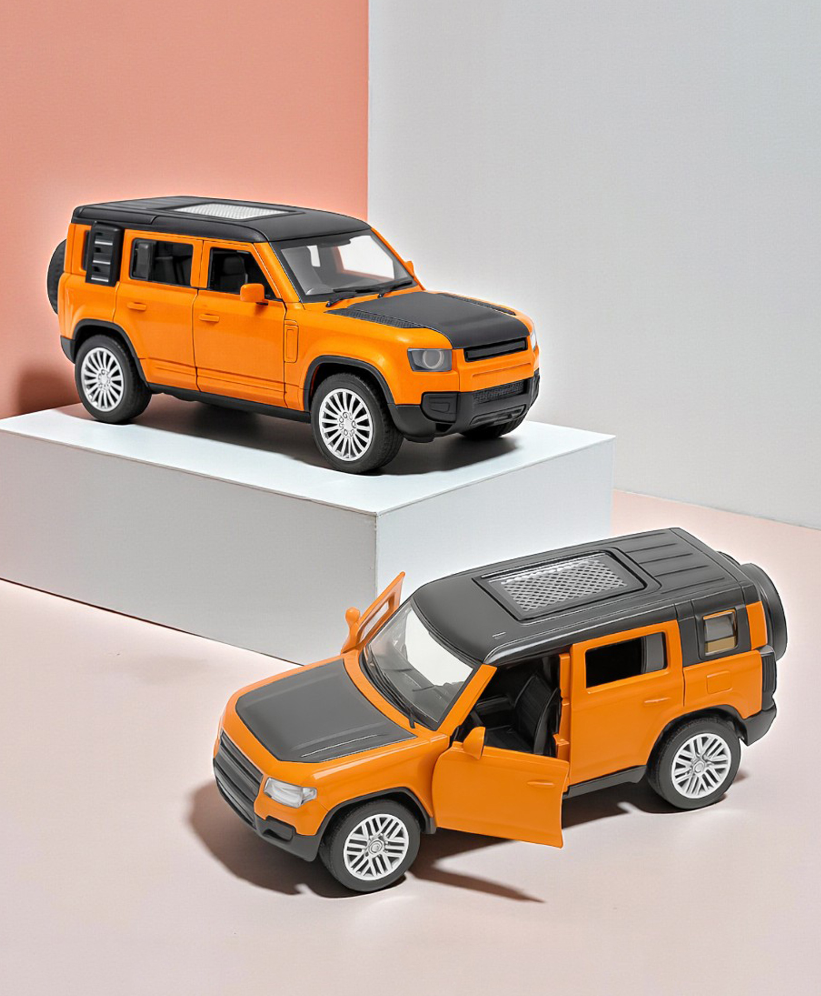 The Flyers Bay 1:32 Scale DieCast Metal Pull-Back Action Openable Doors Premium Land Rover Car Toy for Kids Realistic Miniature Model Gift 2+yrs Girls Boys (Orange)-picture-19