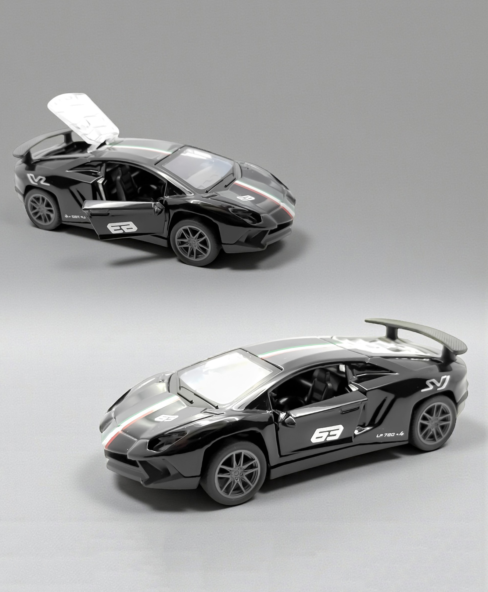 The Flyers Bay 1:32 Scale DieCast Metal Pull-Back Action Openable Doors Premium Car Toy for Kids Realistic Miniature Model Gift 2+yrs Girls Boys (Black)-image-16