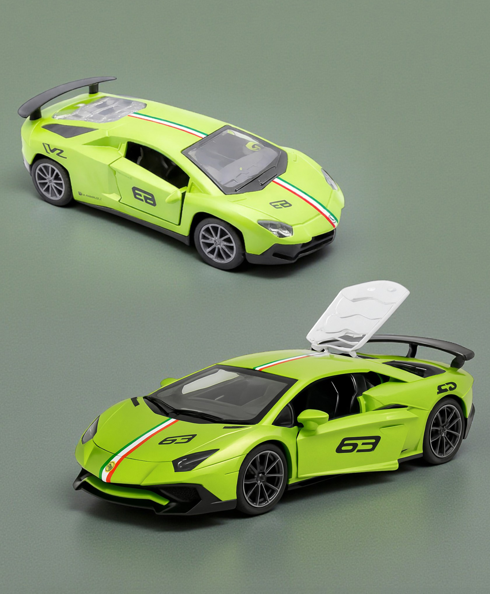 The Flyers Bay 1:32 Scale DieCast Metal Pull-Back Action Openable Doors Premium Car Toy for Kids Realistic Miniature Model Gift 2+yrs Girls Boys (Green)-picture-15