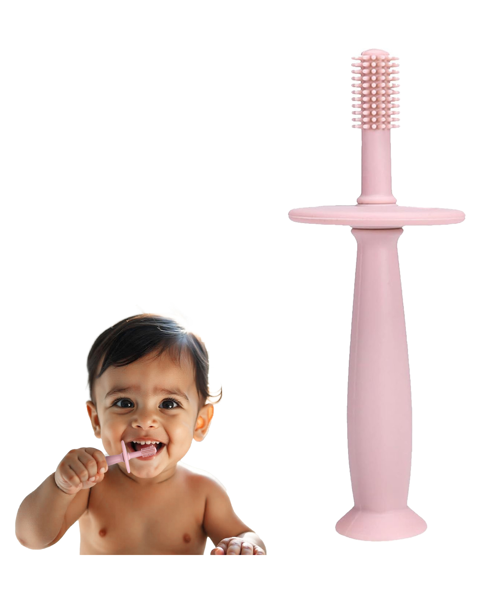 Kidology 360 Baby Teether Toothbrush with Suction Base Toy - Pink-image-13