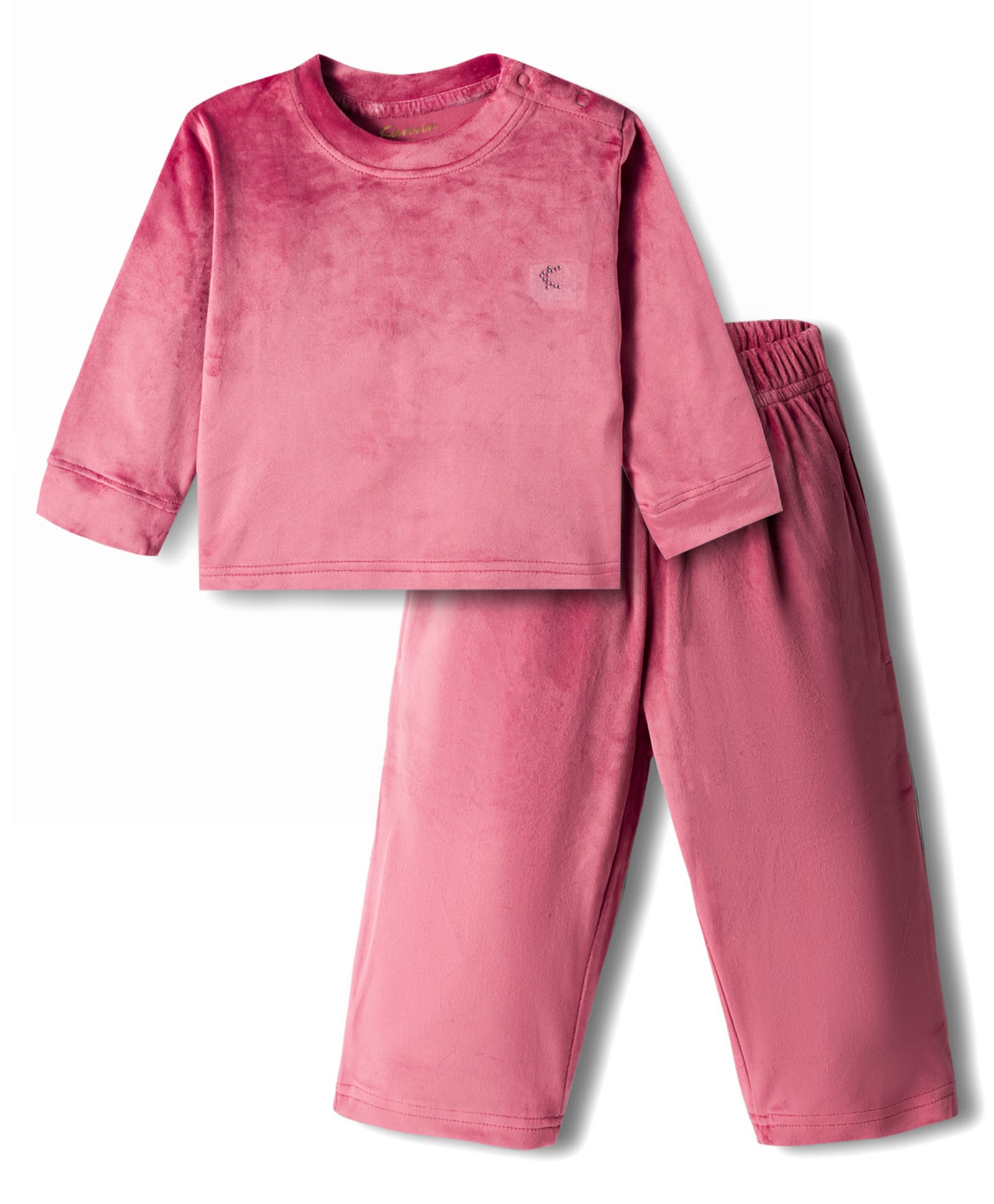 Kanvin Knit Full Sleeves Solid Color Co-ords Winter Wear Sweatshirt & Lounge Pant Set - Pink-image-15