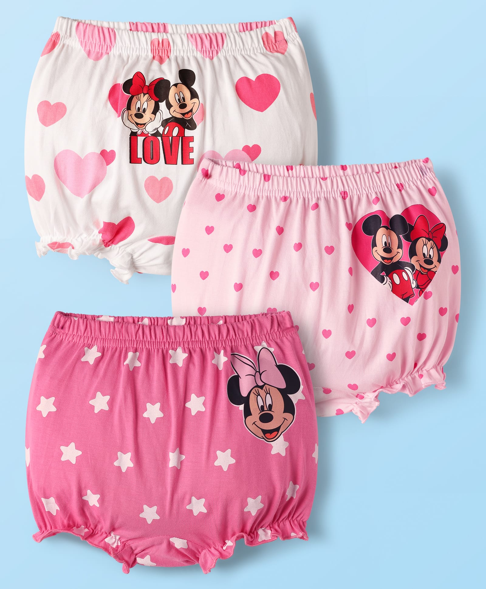 Babyhug Disney 100% Cotton Bloomers With Minnie & Friends Graphic Pack Of 3 - Multi Colour-image-47
