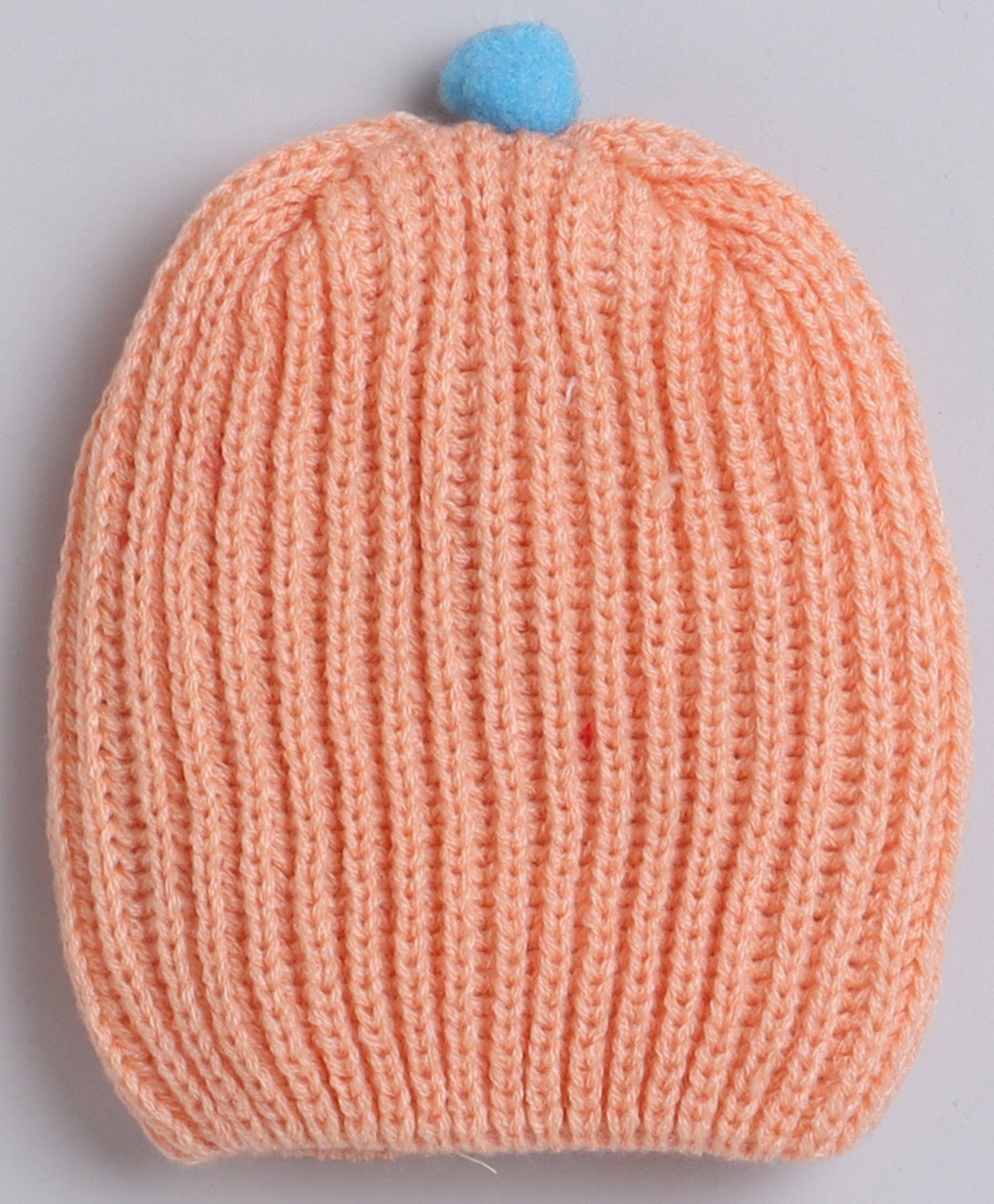 Little Angels Knitted Braided & Pom Pom Embellished Cap - Peach - Diameter - 28cm-picture-19