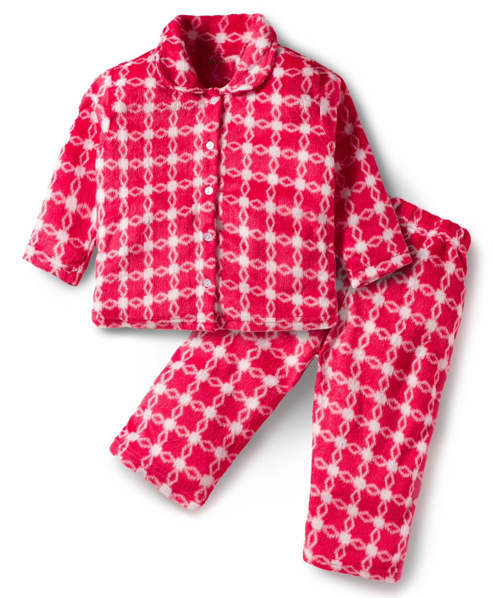 Kanvin Full Sleeves Knit Full Sleeves Co-ord Winter Night Suit With Floral Design - Red-image-29