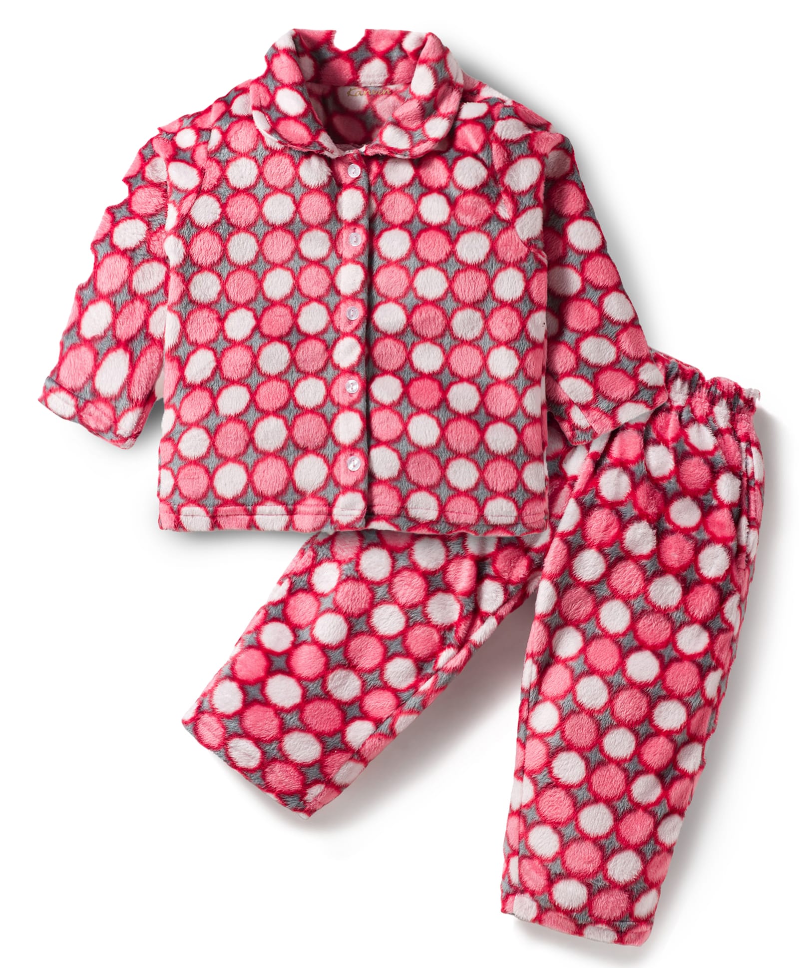 Kanvin Knit Full Sleeves Printed Winter Wear Co-ords Night Suit - Coral-image-12