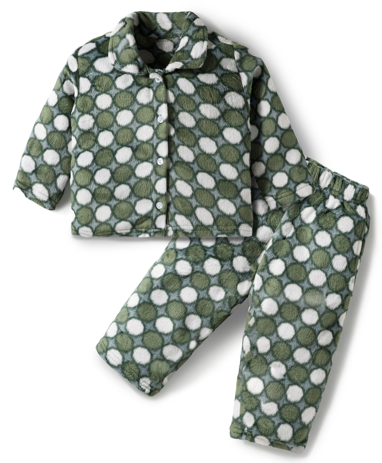 Kanvin Knit Full Sleeves Printed Winter Wear Co-ords Night Suit - Green-image-9