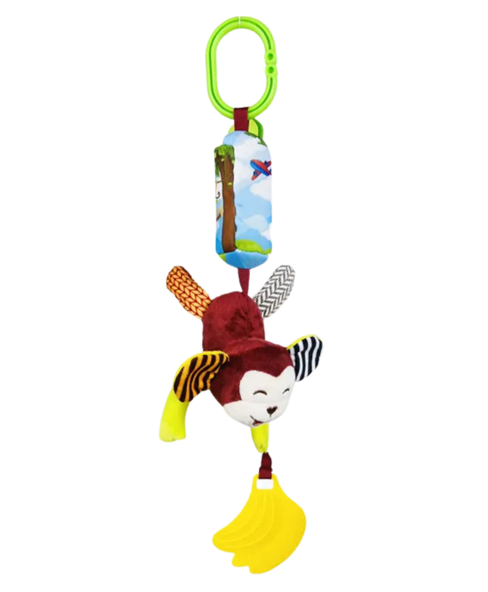 BitFeex Monkey Hanging Toy with Teether Soft Plush Rattle Toy with Hook & Silicone Teether for Sensory Play Perfect Gift for Newborns and Babies 012 Months-image-17