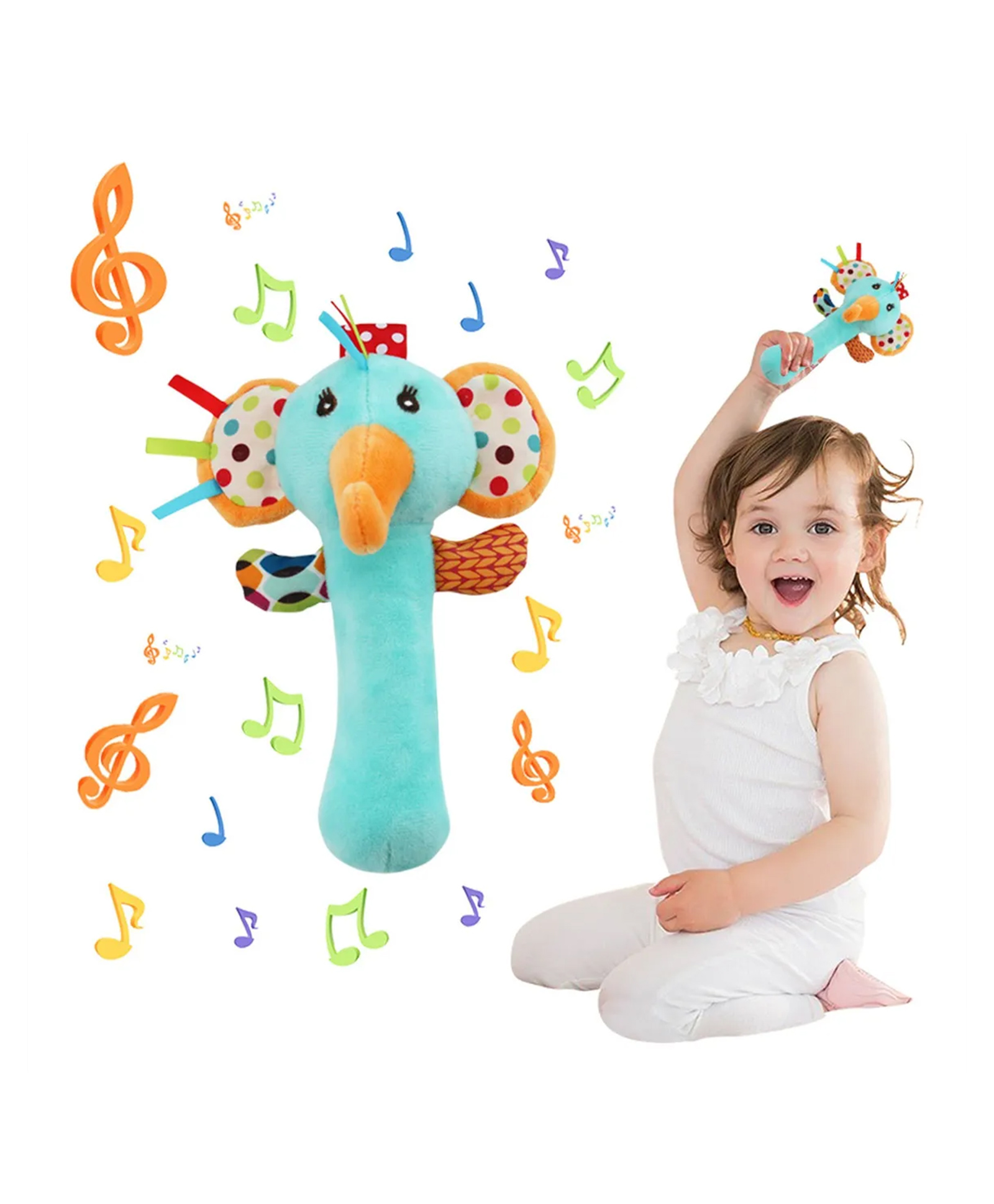 BitFeex Elephant Soft Plush Baby Rattle Toy Animal Shaped Hanging Hand Toy with Bell Sound for Infant Boys and Girls Perfect Baby Gift-image-49