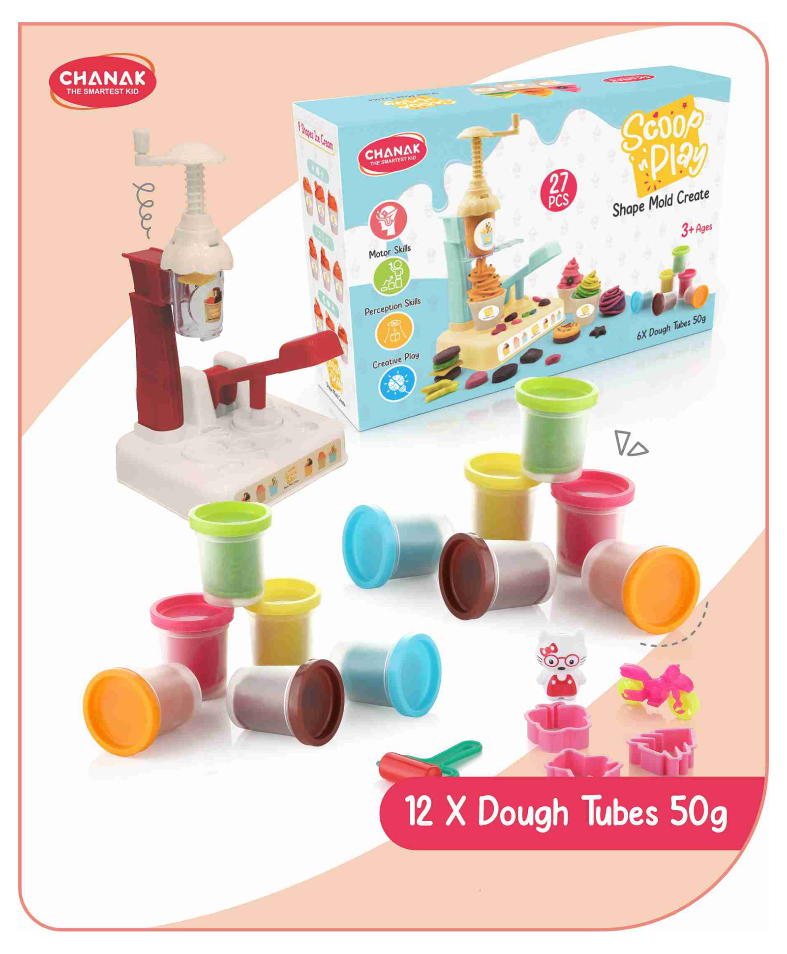 Aditi Toys Clay & Dough Play Set Ice Cream Maker White with 12 Color Creation Kit Dough Tubes (50g Each) Non-Toxic, Safe for Kids 3+ Years-image-32