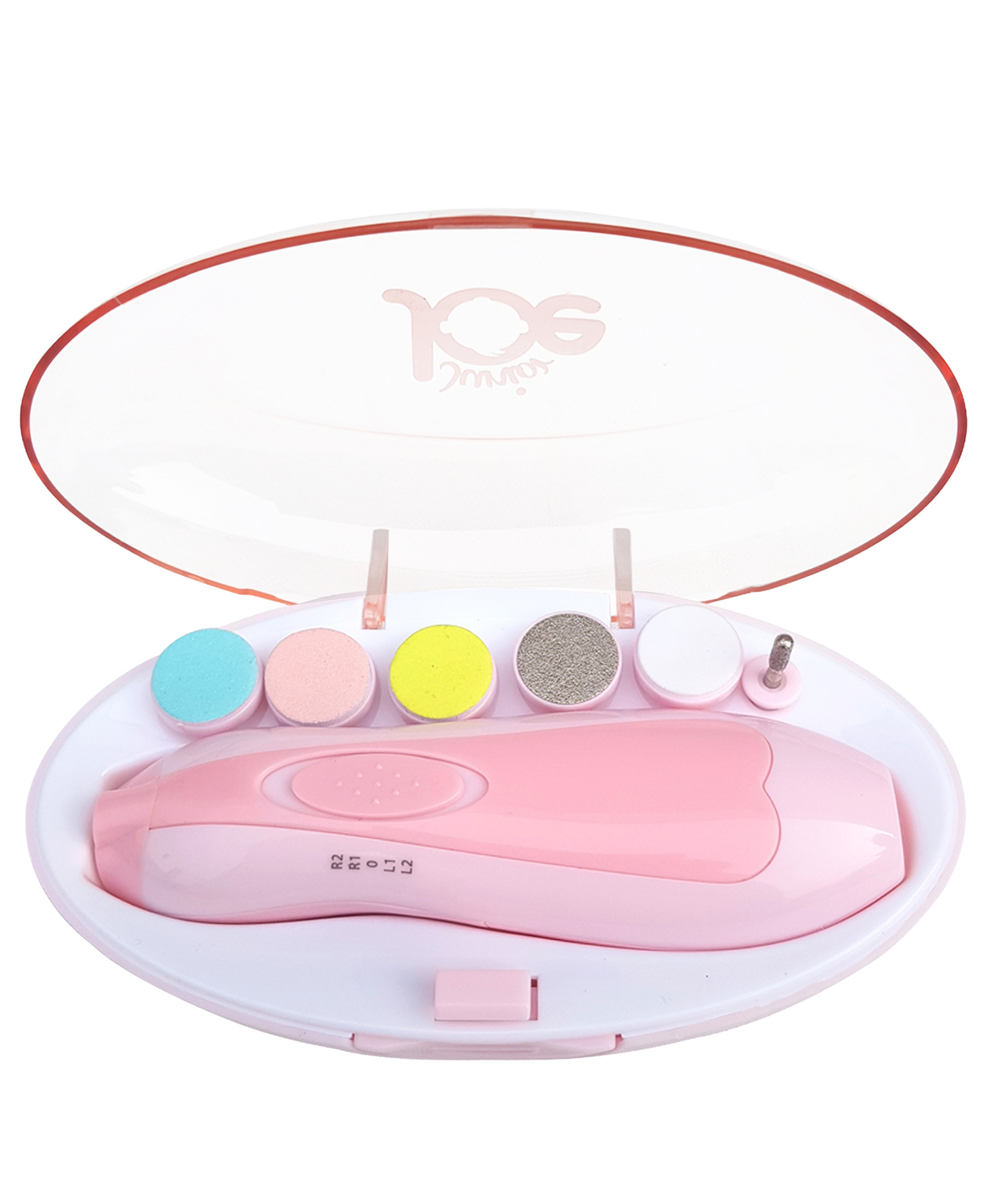 Junior Joe Baby Electric Nail Trimmer Set with 6 Grinding Heads, Whisper Quiet Motor & LED Light Safe Nail Cutter for Newborns, Infants & Toddlers (Pink)-image-6