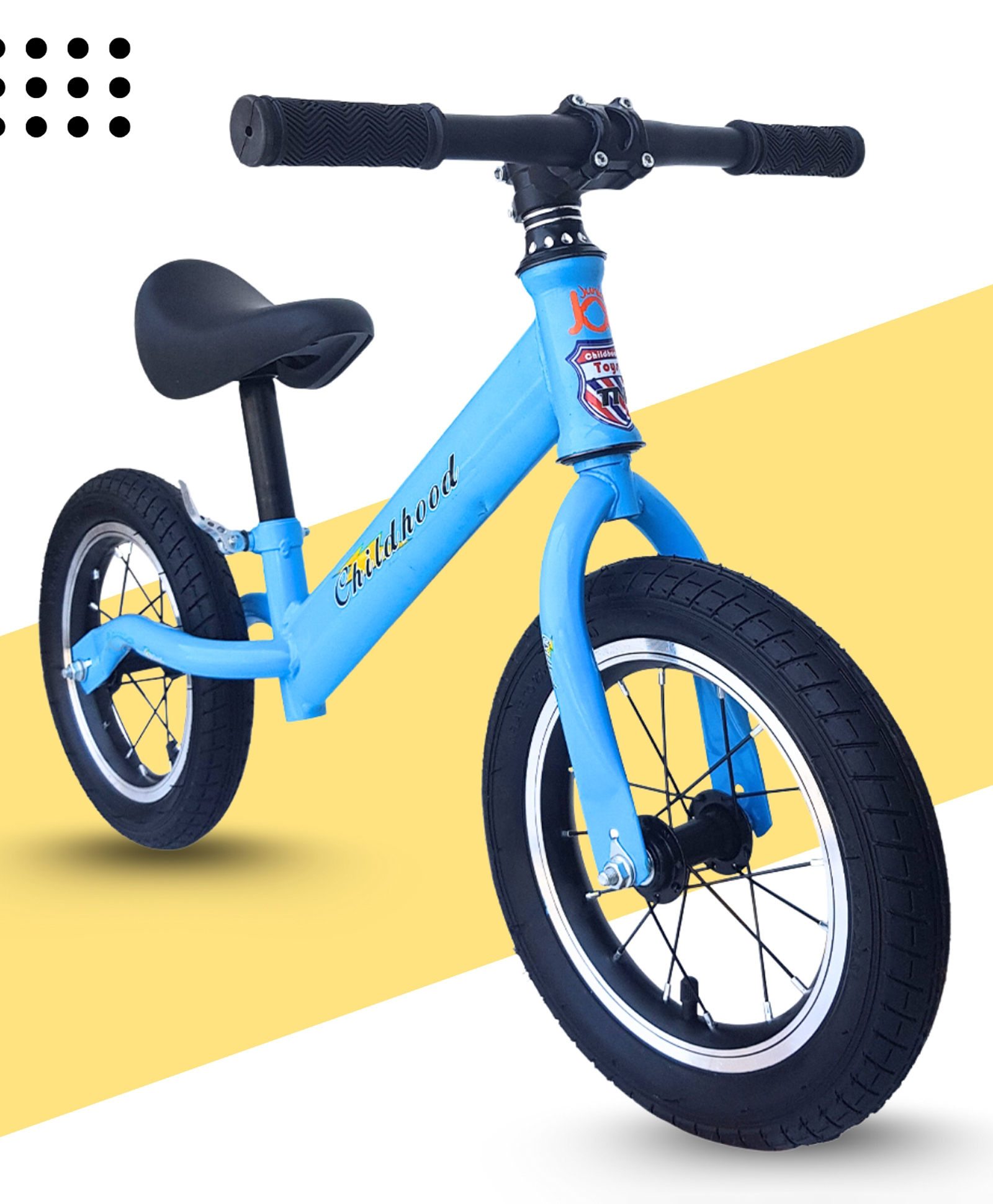 Junior Joe 12 Inch Pedal Free Balance Bike for Kids | Carbon Steel Frame | Air Rubber Tires | Adjustable Seat and 360° Handlebar | (Blue)-image-18