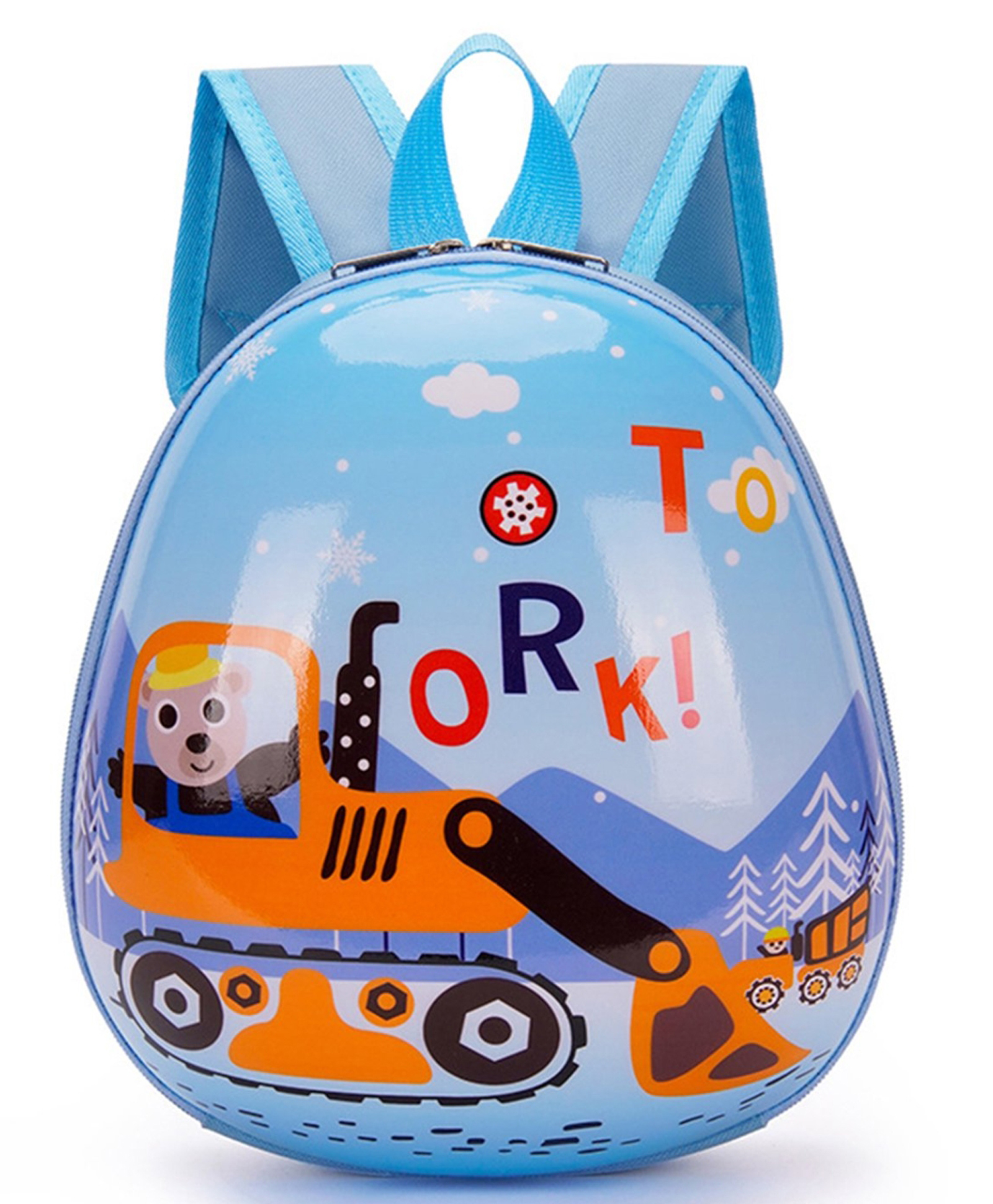Junior Joe Colorful Hard Shell School Backpack for Kids Glossy Surface, Soft Straps & Cute Cartoon Print- Height 11 Inches-image-47