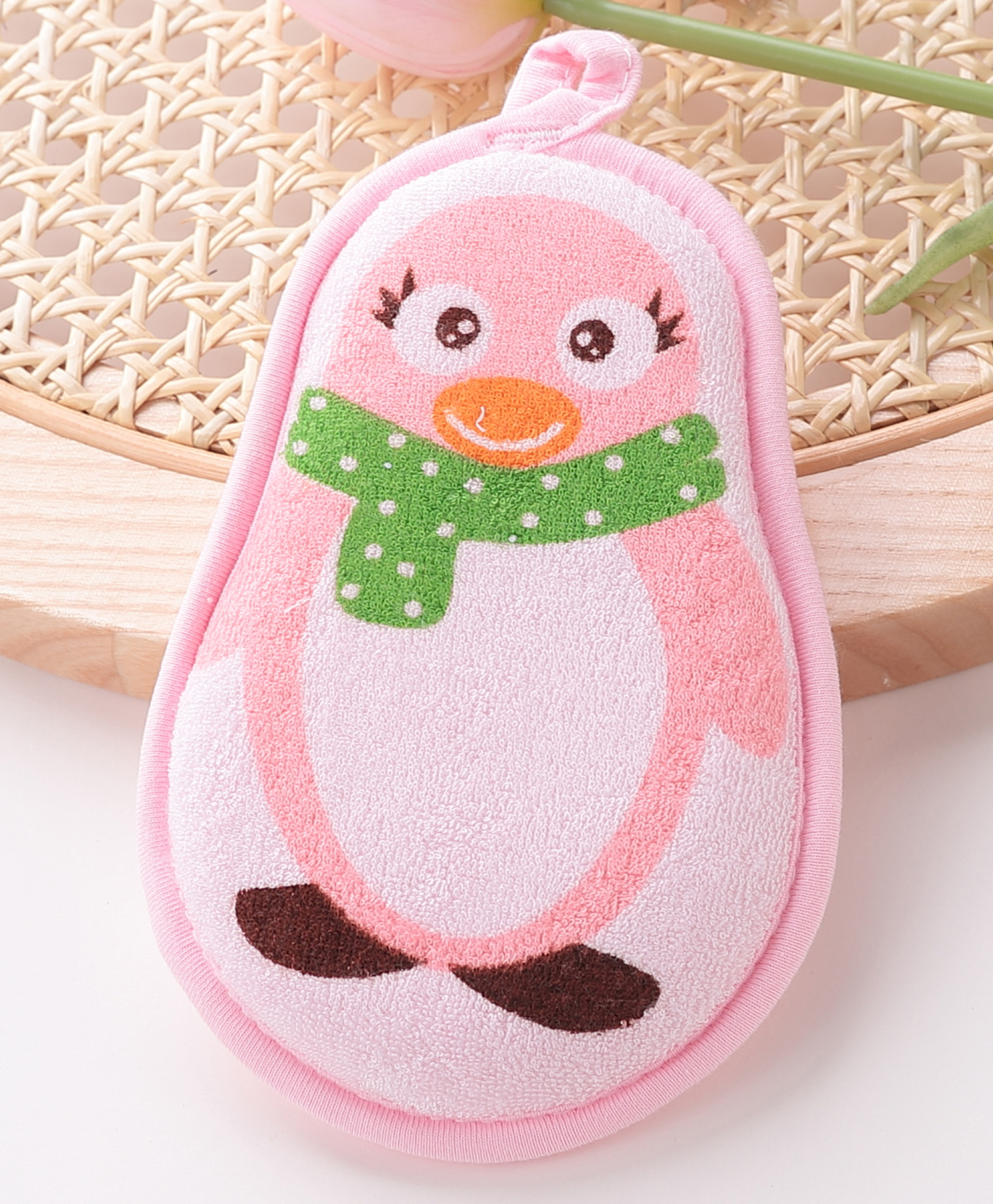 Babyhug Penguin Shaped Bath Sponge/Loofah - Pink-image-22