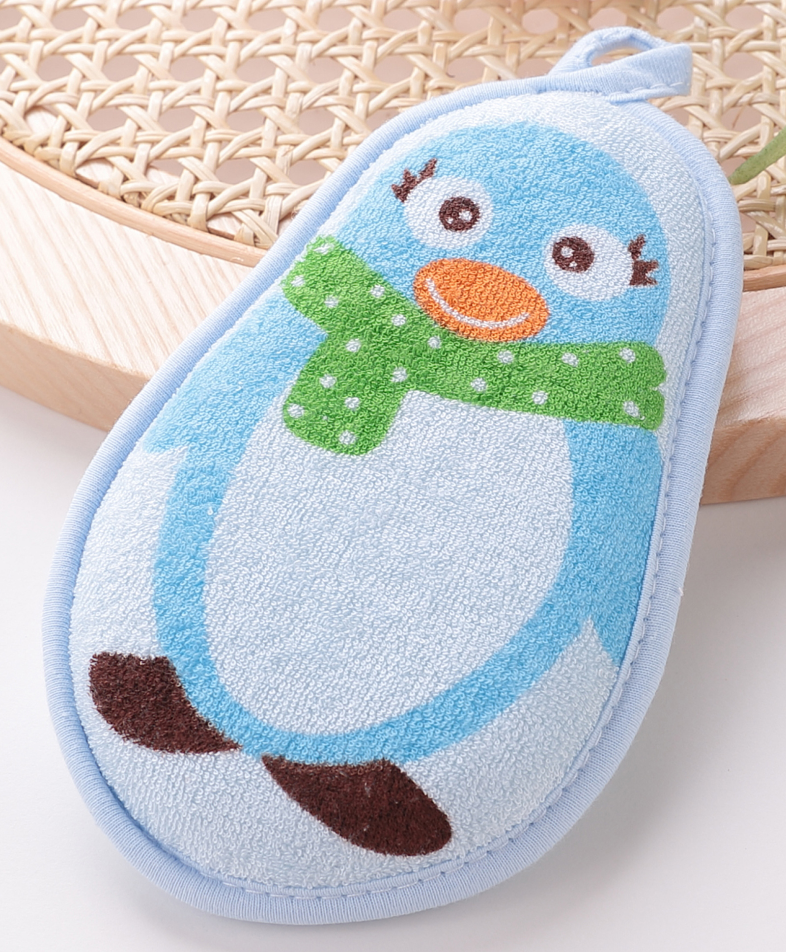 Babyhug Penguin Shaped Bath Sponge Loofah - Light Blue-image-2
