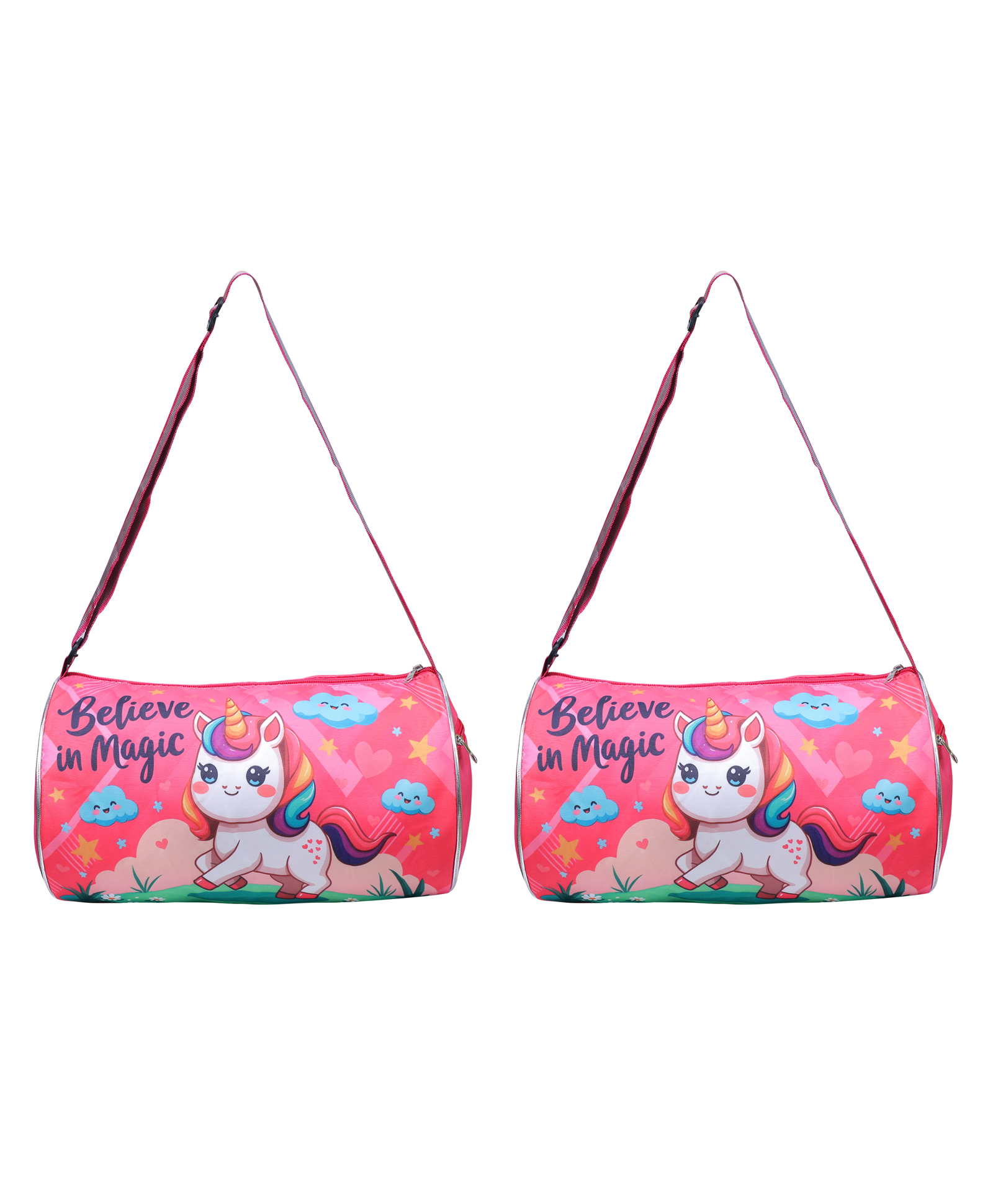 Happile Kids unicorn theme Duffle shoulder bag combo of 2 for school/travelling/sports/Picnic Apt for 2-15 Yrs. Kids-image-34