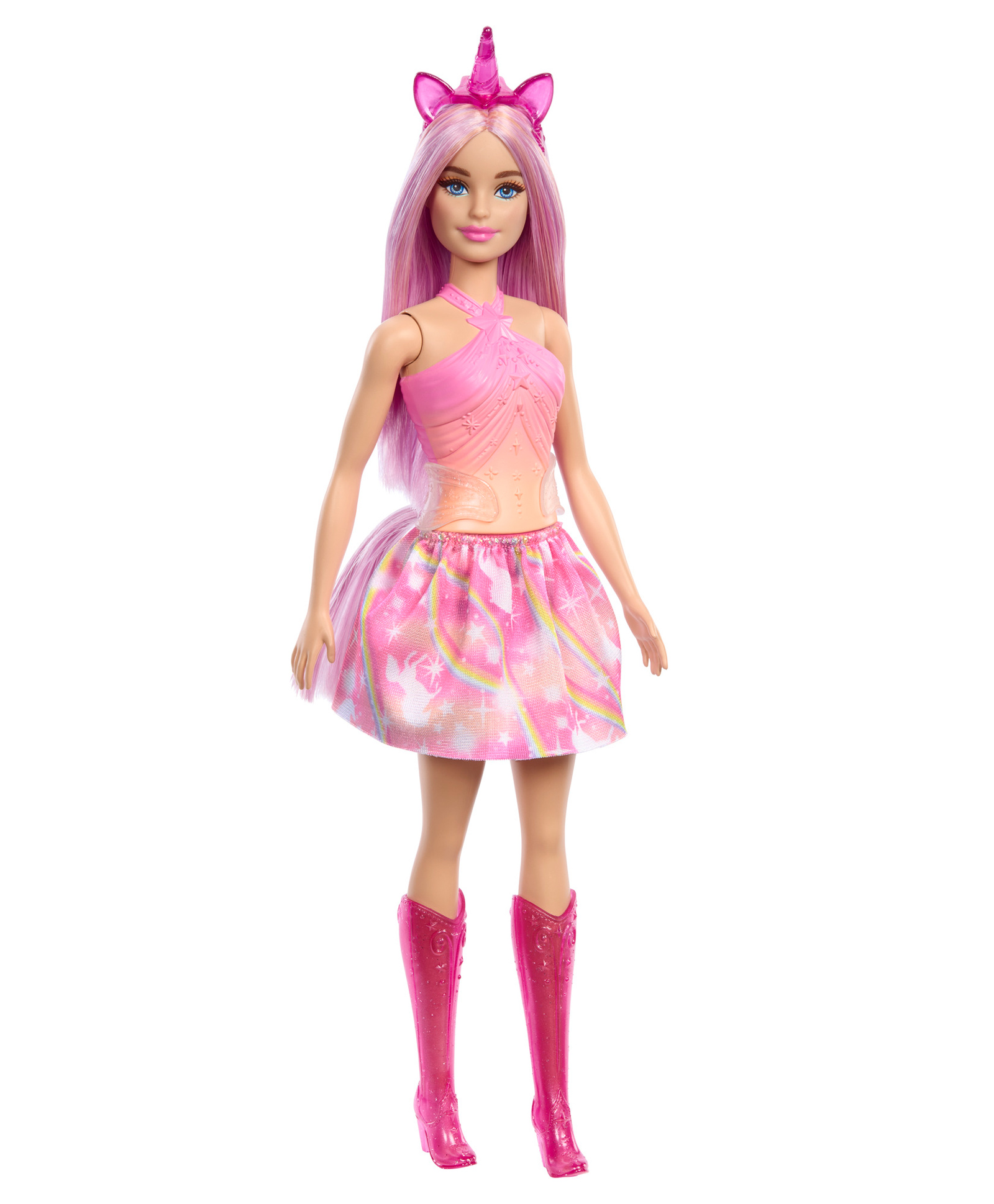 Barbie Unicorn Doll with Ombre Outfit and Unicorn Accessories Pink - Height 31.5 cm