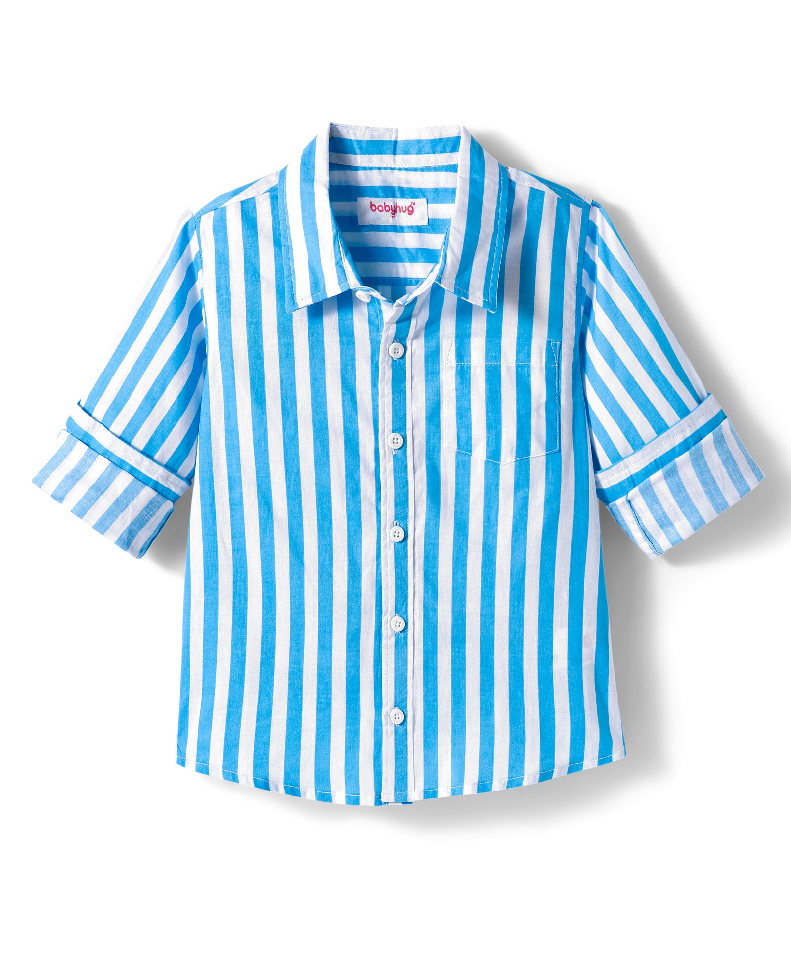 Babyhug Cotton Woven Full Sleeves Striped Shirt - Light Blue-picture-19