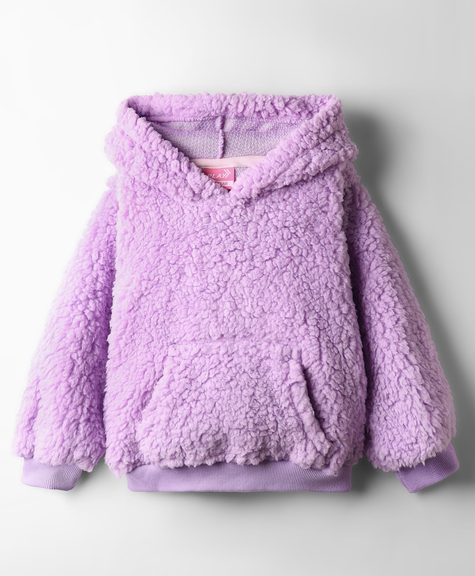Little Kangaroos Woven Full Sleeves Hooded Sweatshirt With Kangaroo Pockets & Fur Detailing - Lilac-image-15