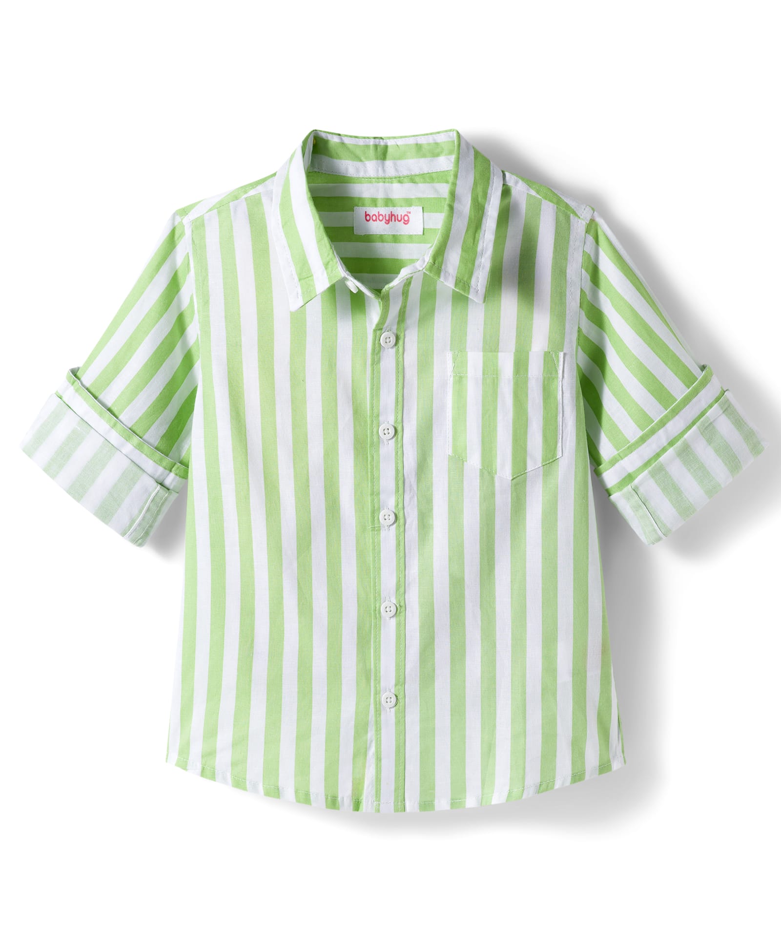 Babyhug Cotton Woven Full Sleeves Shirt With Stripes - Green-picture-11