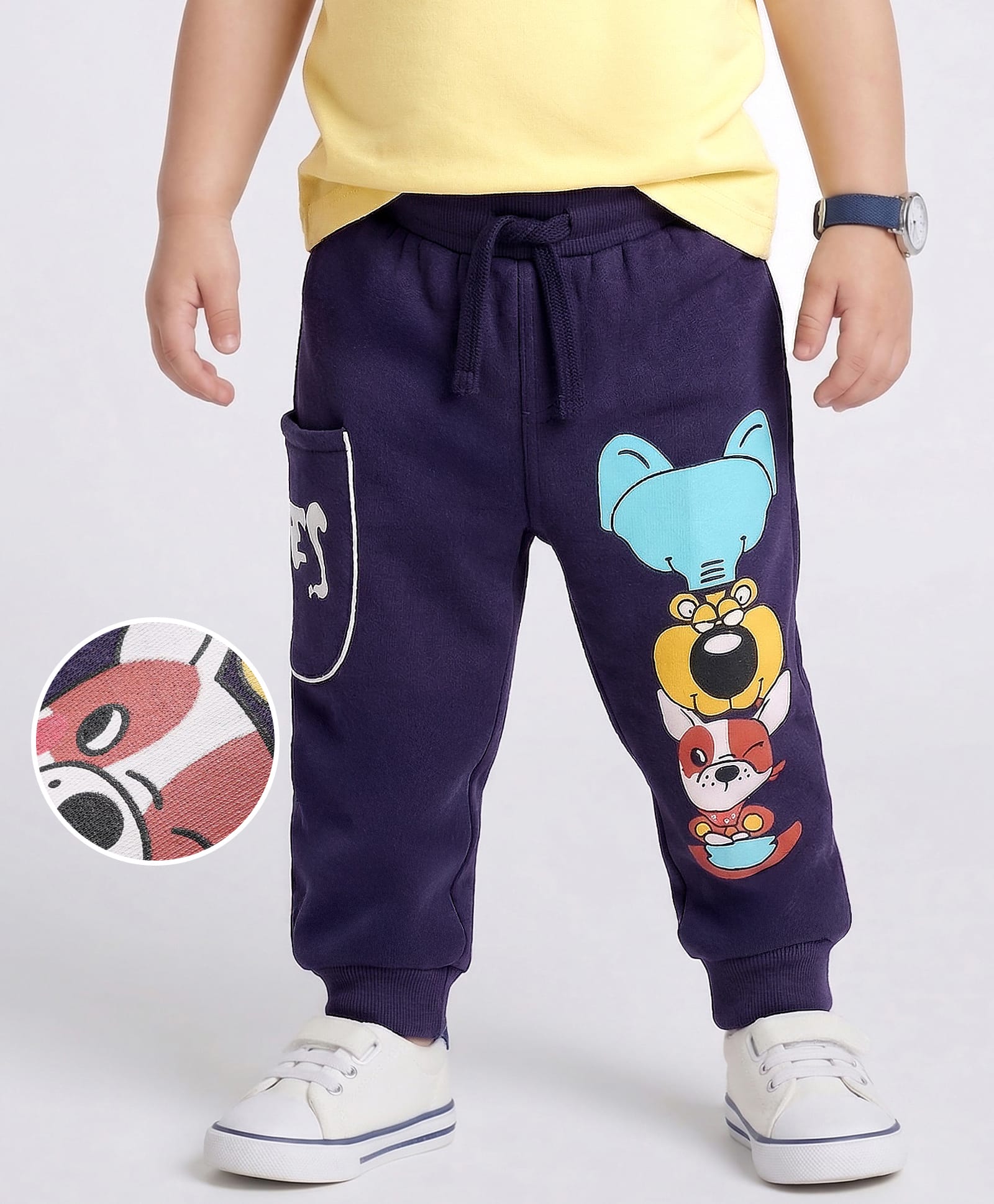 Mark & Mia Knit Full Length Lounge Pant With Animal Print & Pocket - Navy Blue-picture-27