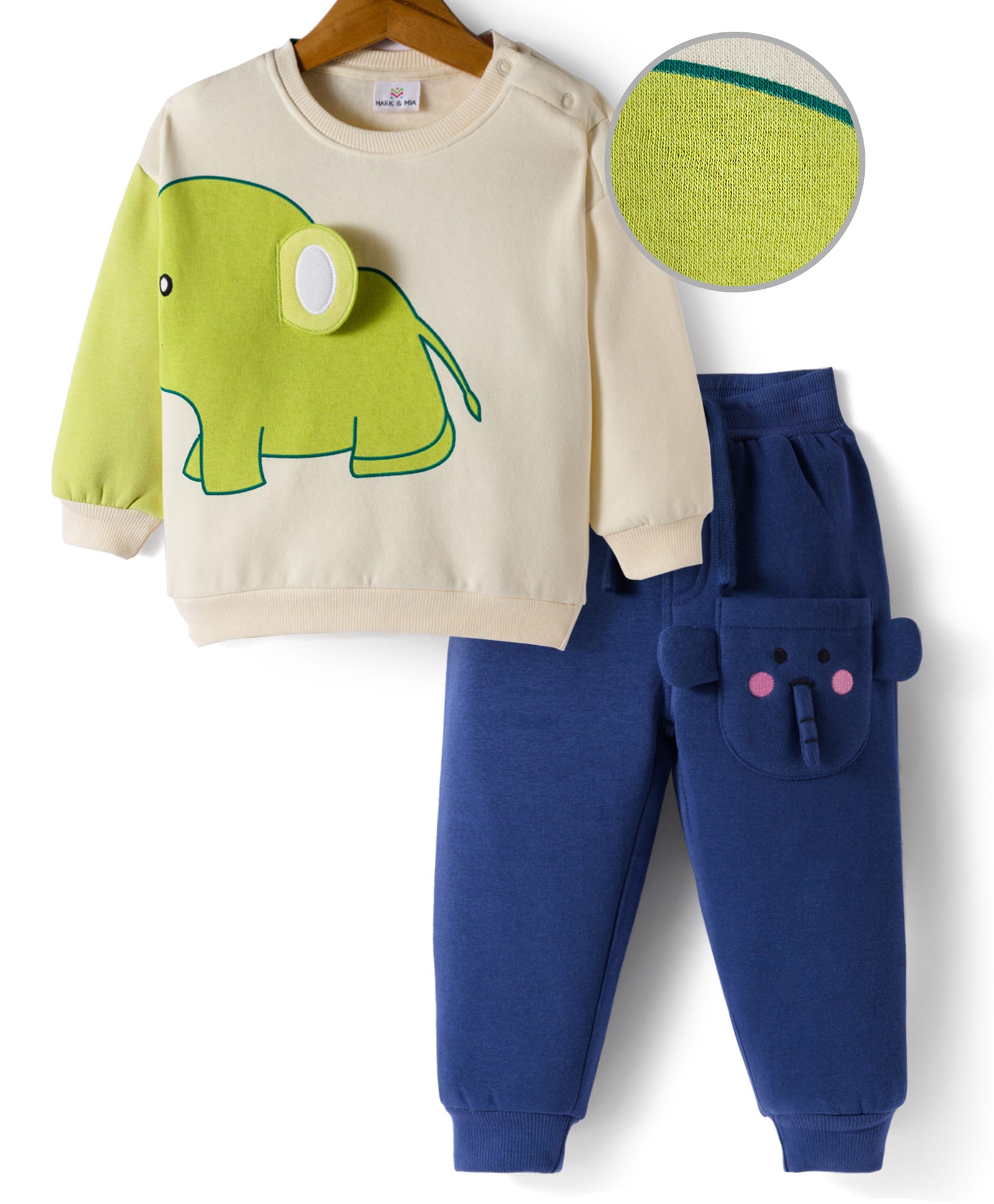 Mark & Mia Cotton Full Sleeves Animal Printed Sweatshirt & Lounge Pant Set With Ear Applique & Pocket Detailing - Multicolour-image-11