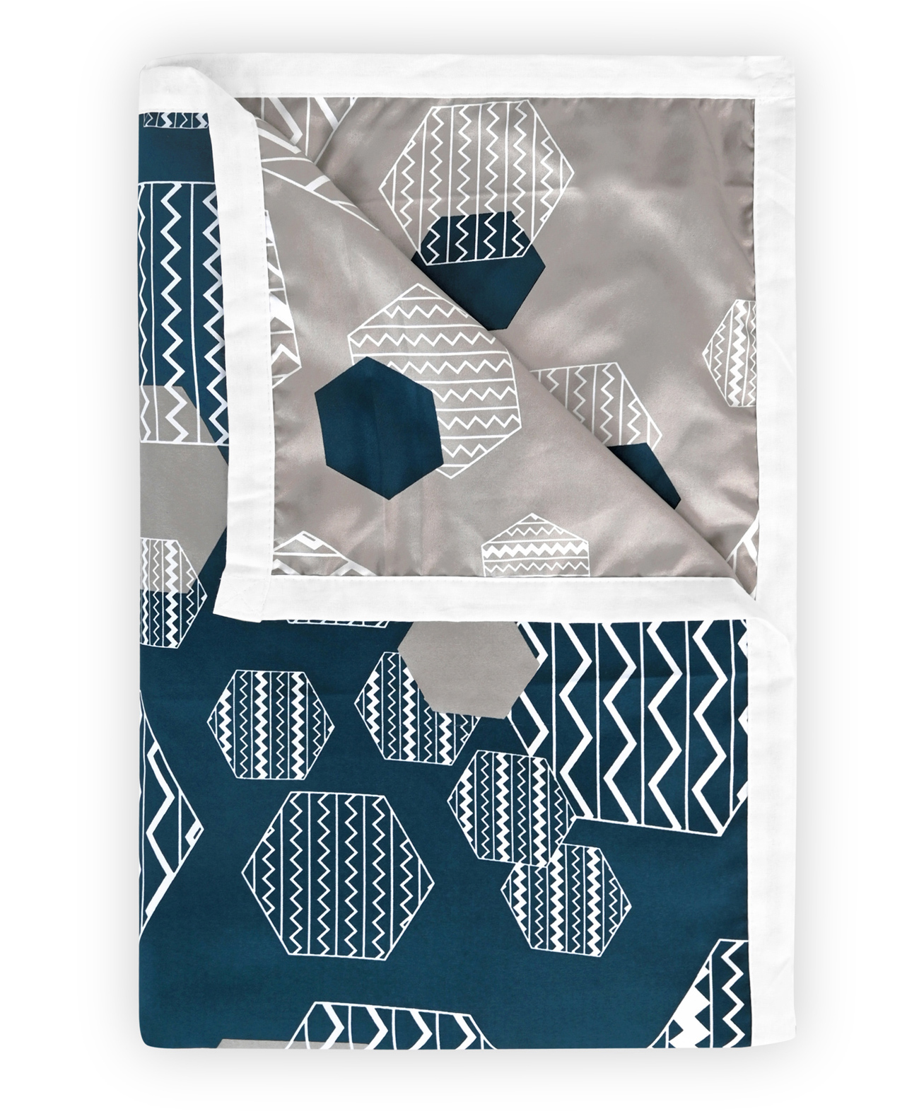 Divine Casa 120 GSM Microfiber Reversible Single Bed Dohar, Size 210 x 140 cm (Geometric, Midnight Grey)-image-4