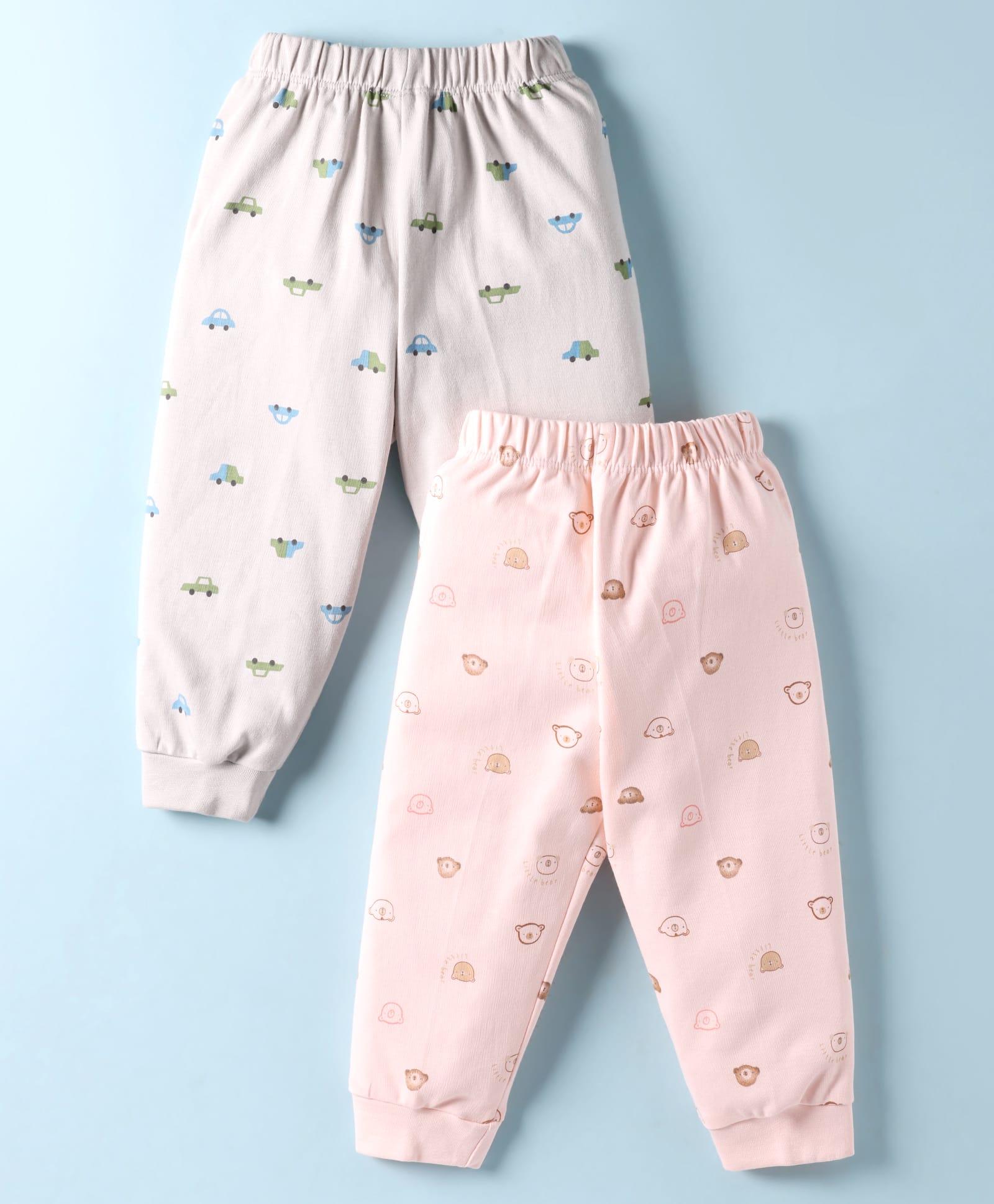 Pink Rabbit Interlock Knit Full Length Lounge Pants with Bear & Vehicle Print Pack of 2 - Peach-image-42