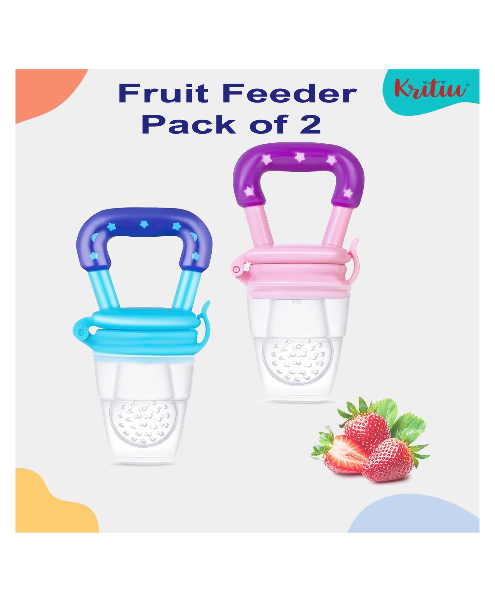 KRITIU Fruit And Food Nibbler Feeder -Multicolor-(Pack of 2)- Blue,Pink-picture-29