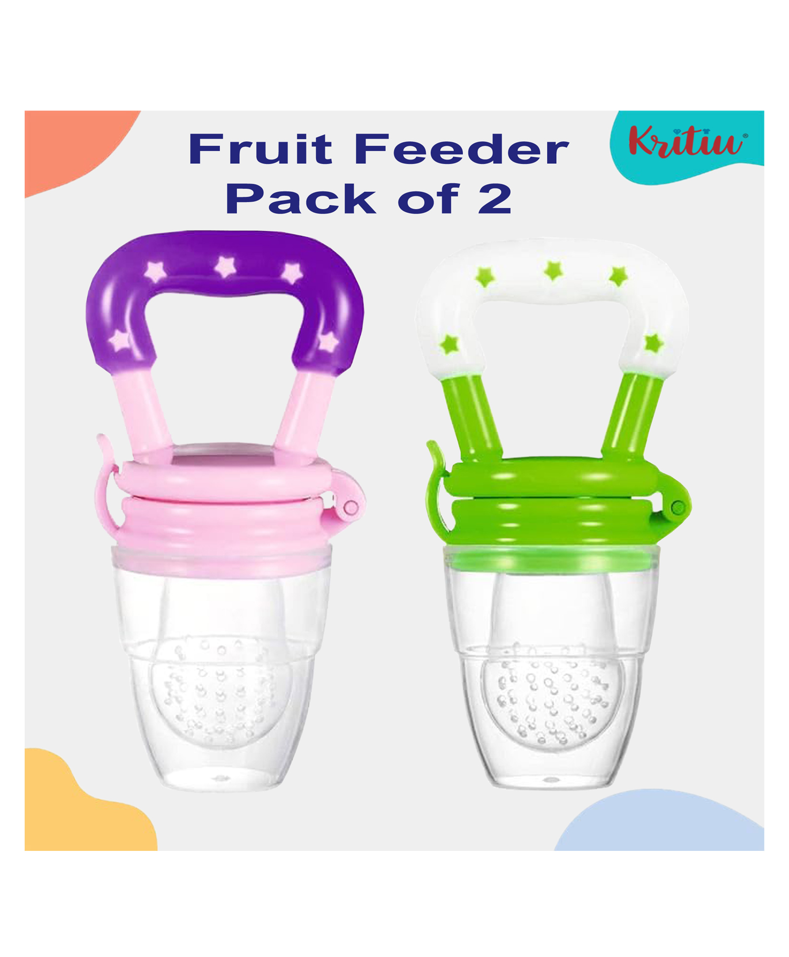 KRITIU Fruit And Food Nibbler Feeder -Multicolor-(Pack of 2)- Pink,Green-picture-18