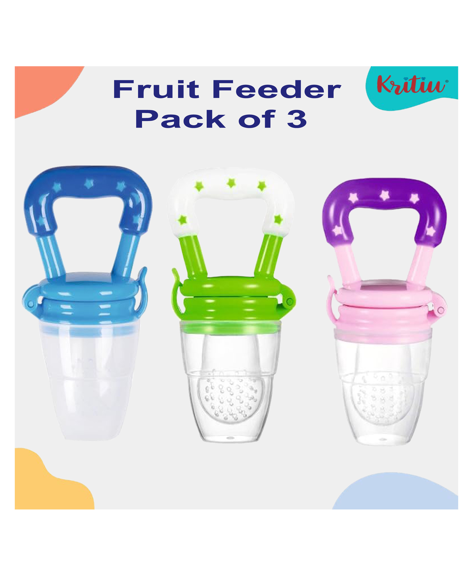 Kritiu Silicone Food Fruit Nibbler Soft Pacifier Feeder For Infant Baby BPA Free-Pack of 3-picture-26