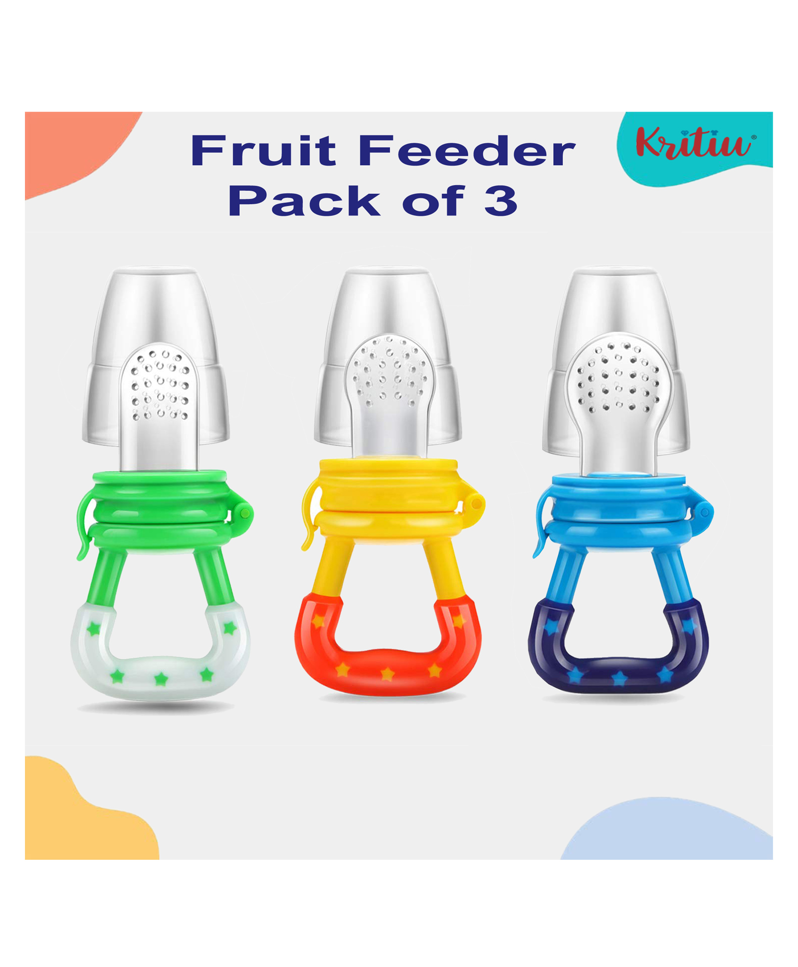 Kritiu Silicone Food Fruit Nibbler Soft Pacifier Feeder For Infant Baby BPA Free-Pack of 3-picture-27