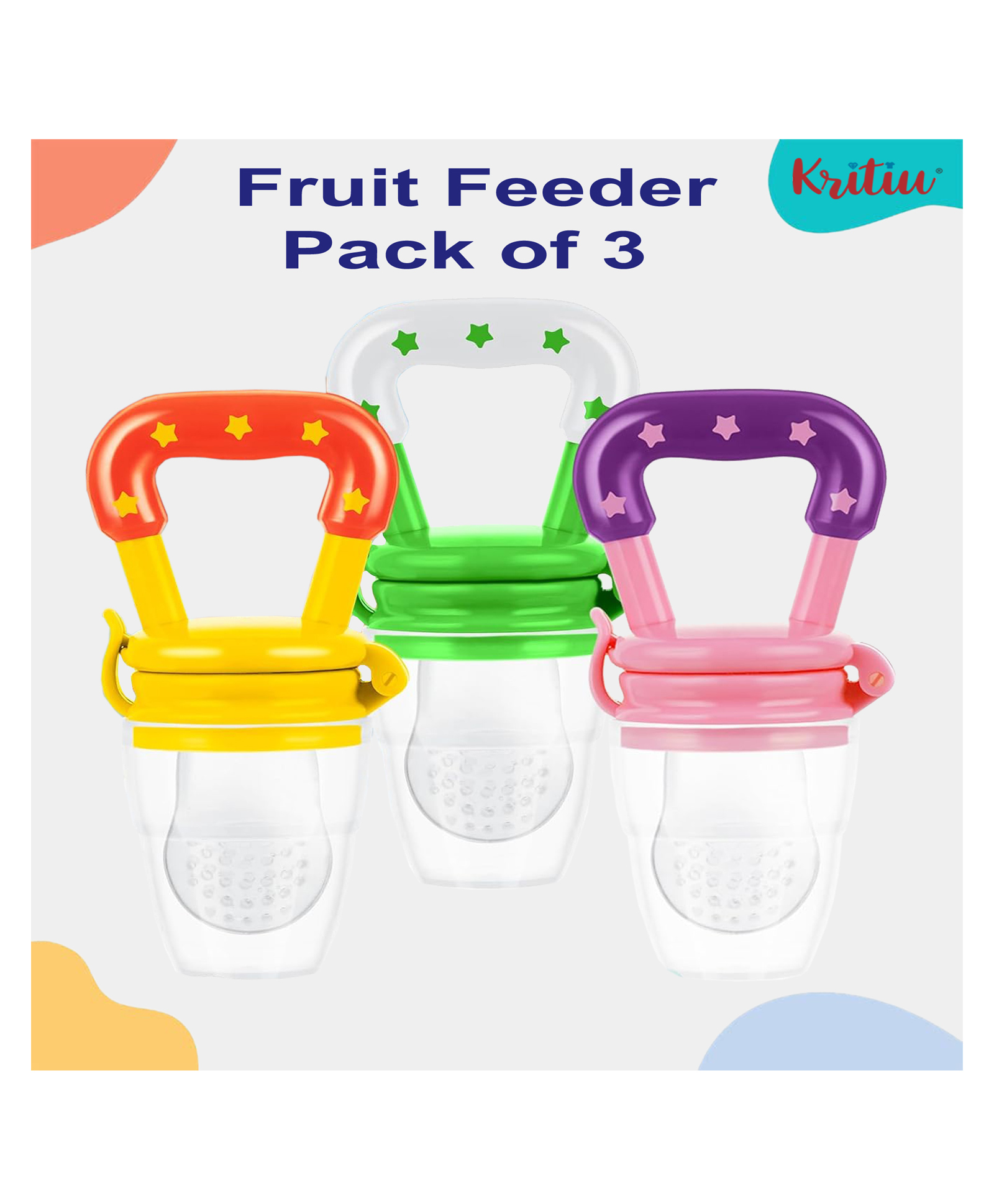 Kritiu Silicone Food Fruit Nibbler Soft Pacifier Feeder For Infant Baby BPA Free-Pack of 3-picture-30